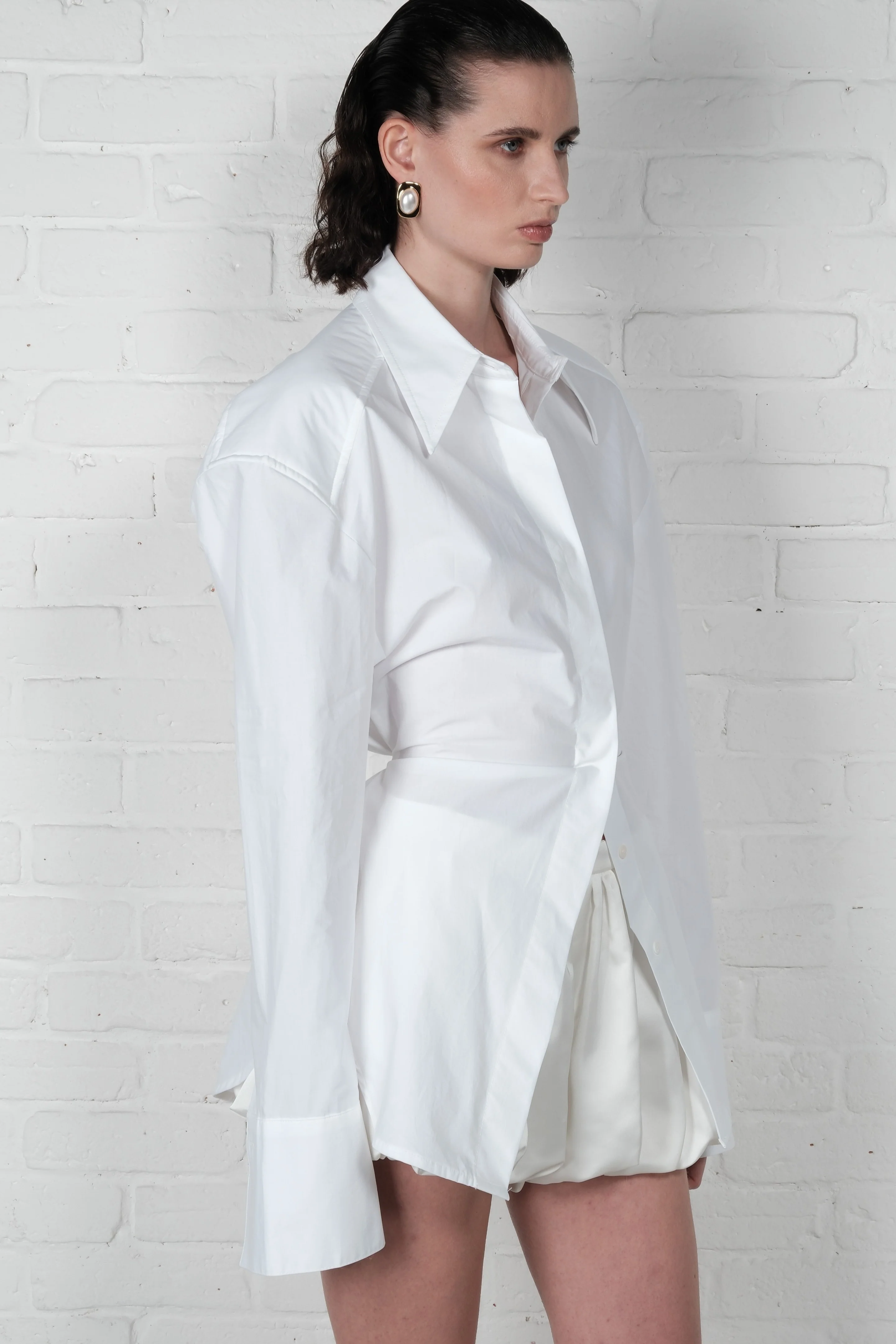 Structured Padded Shirt - White - Image 3