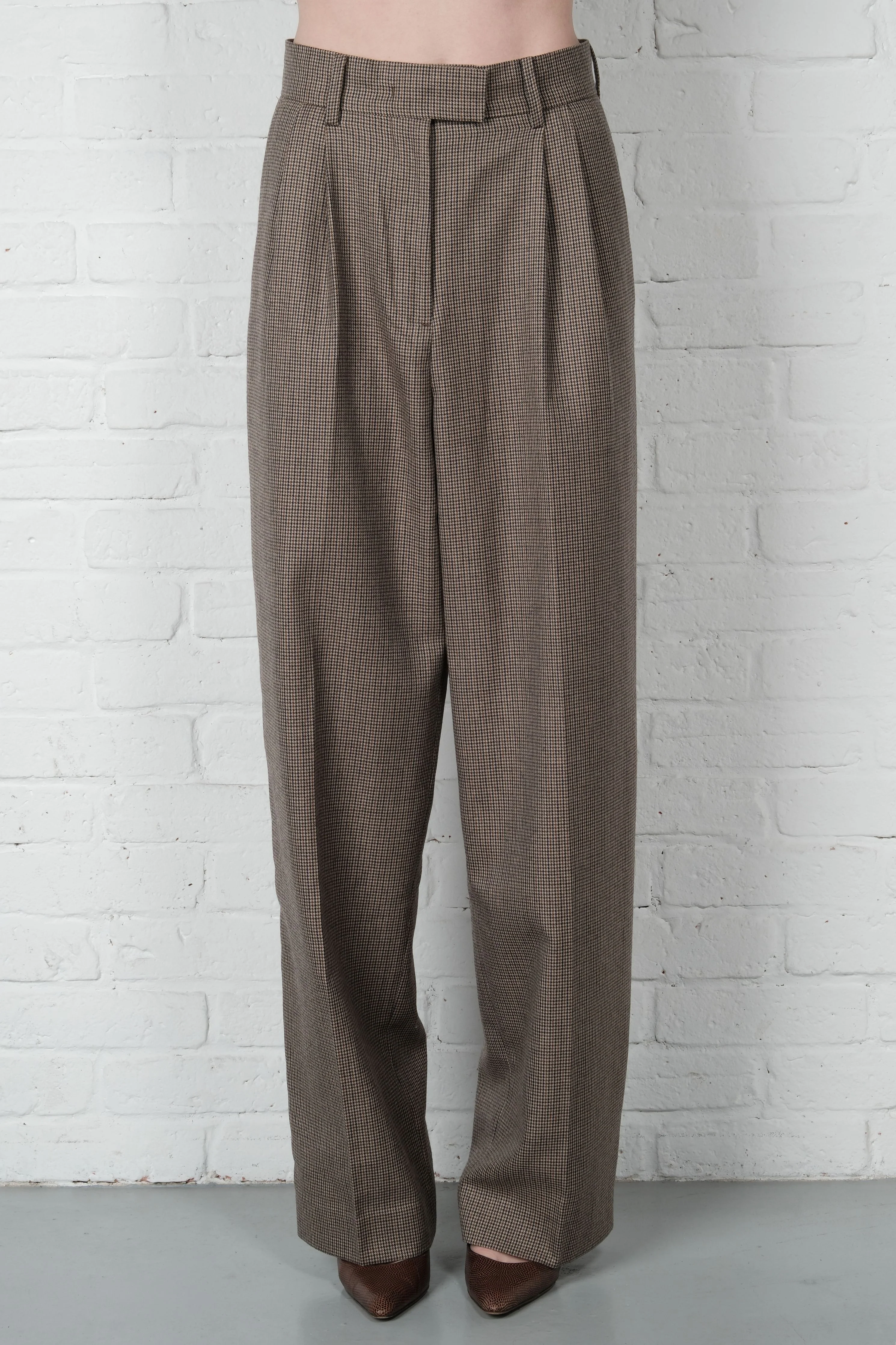 Checked Pleated Trousers - Image 3