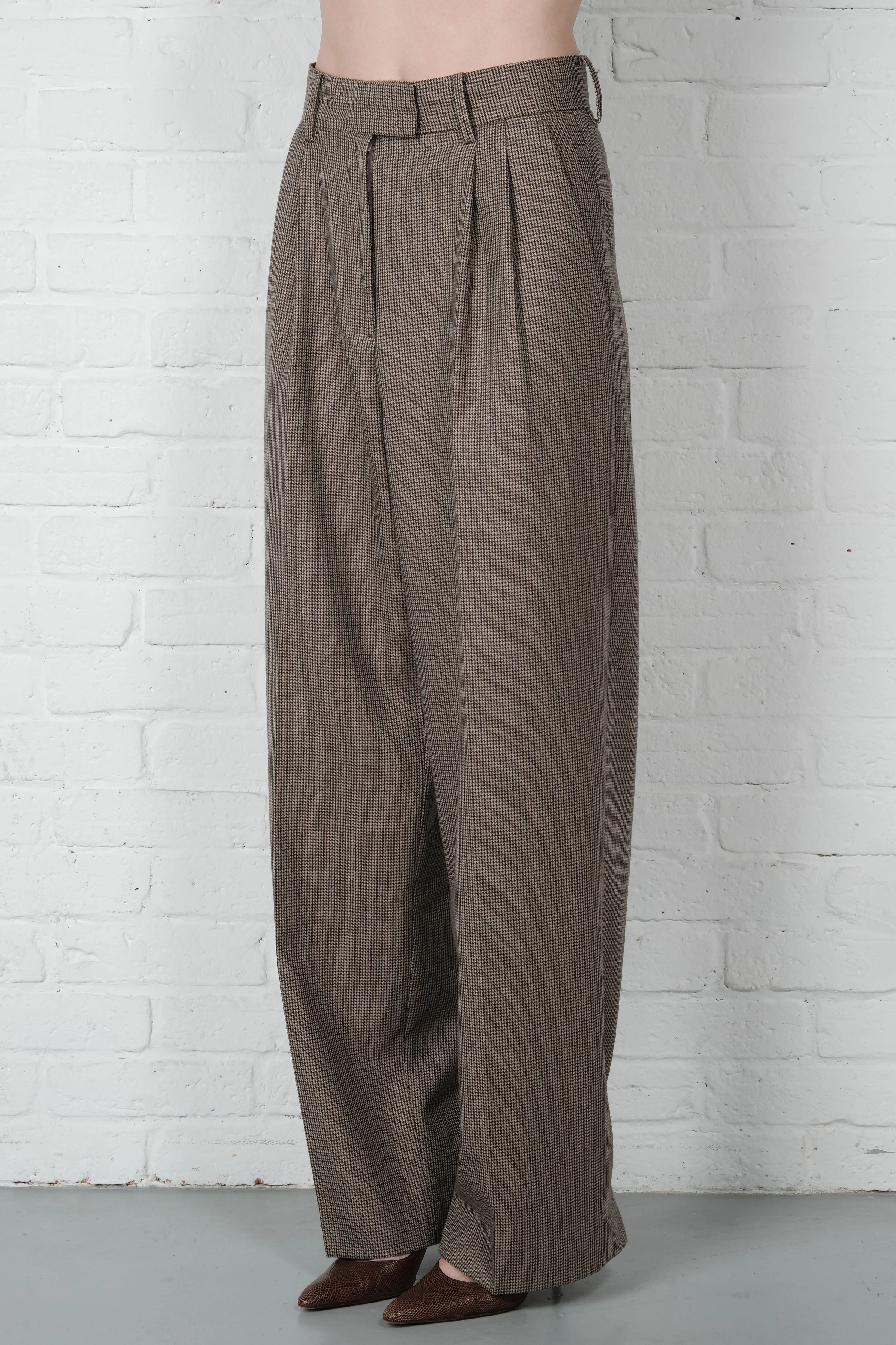 Checked Pleated Trousers - Image 5