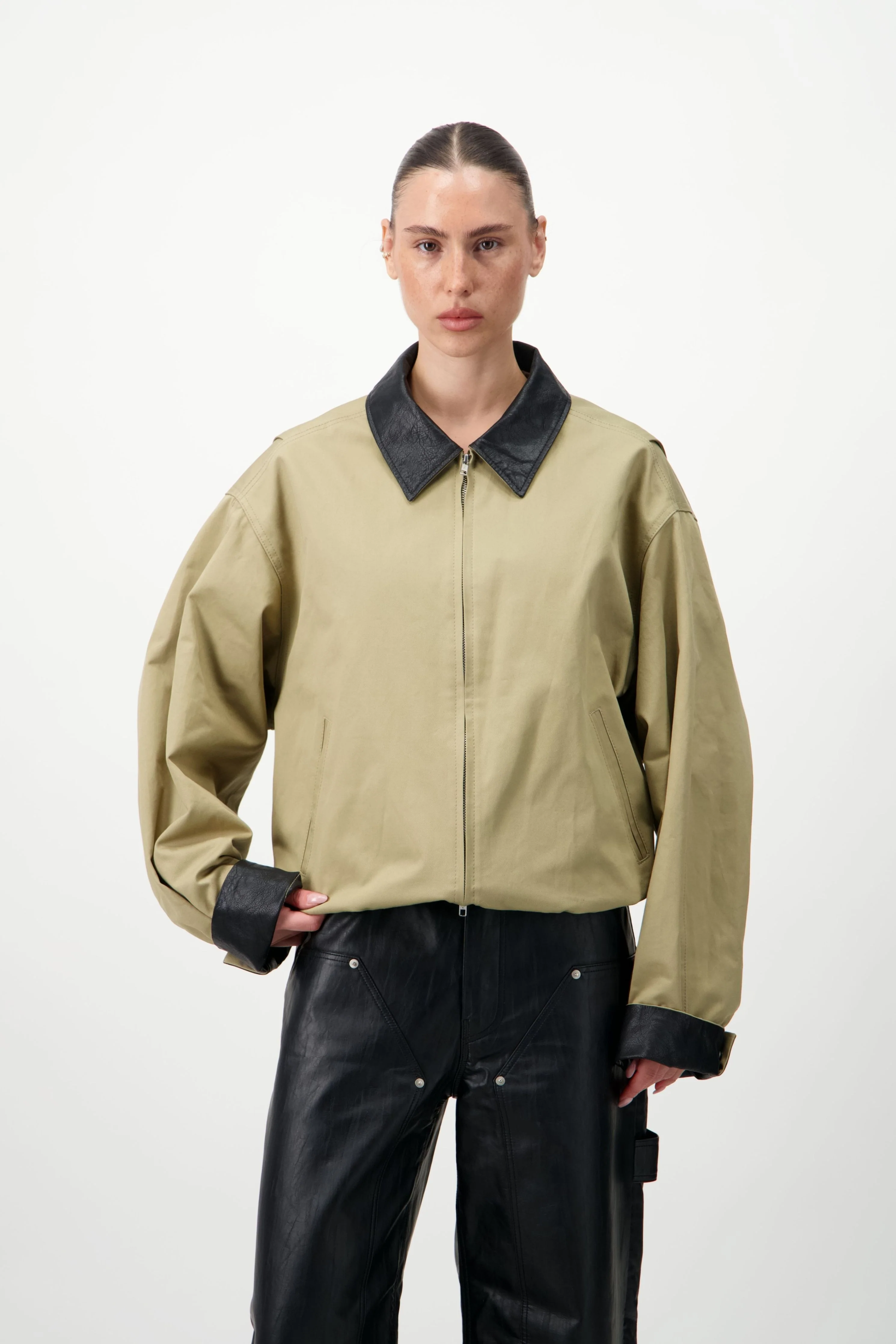 Cotton & Leather Blouson - Image 6