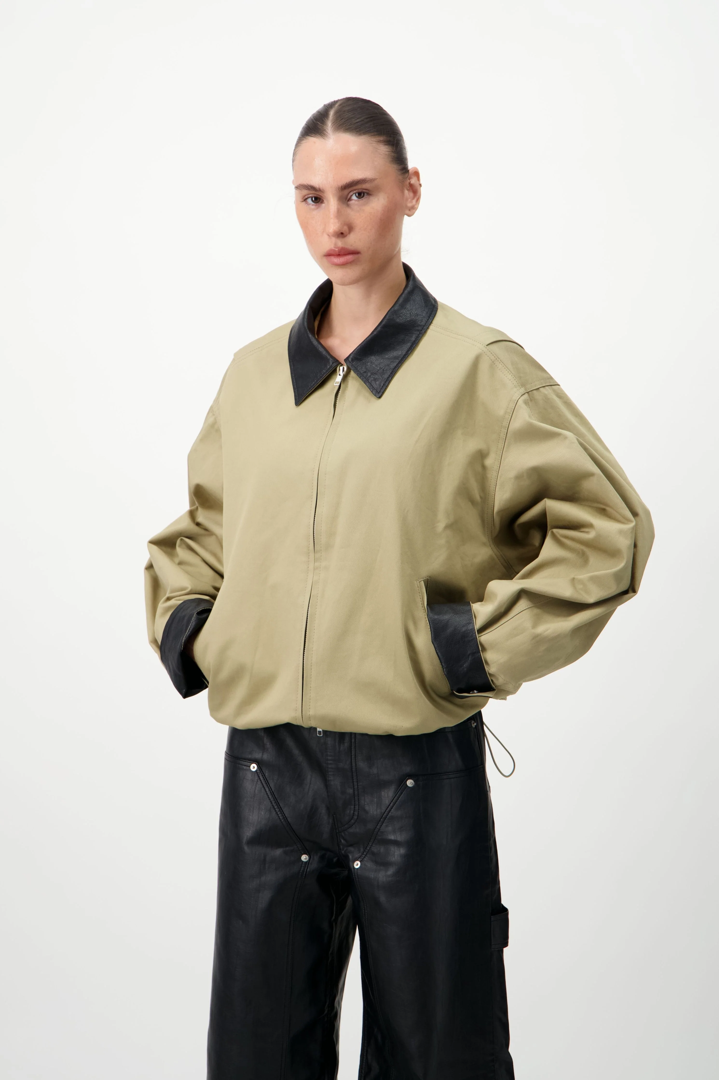 Cotton & Leather Blouson - Image 8