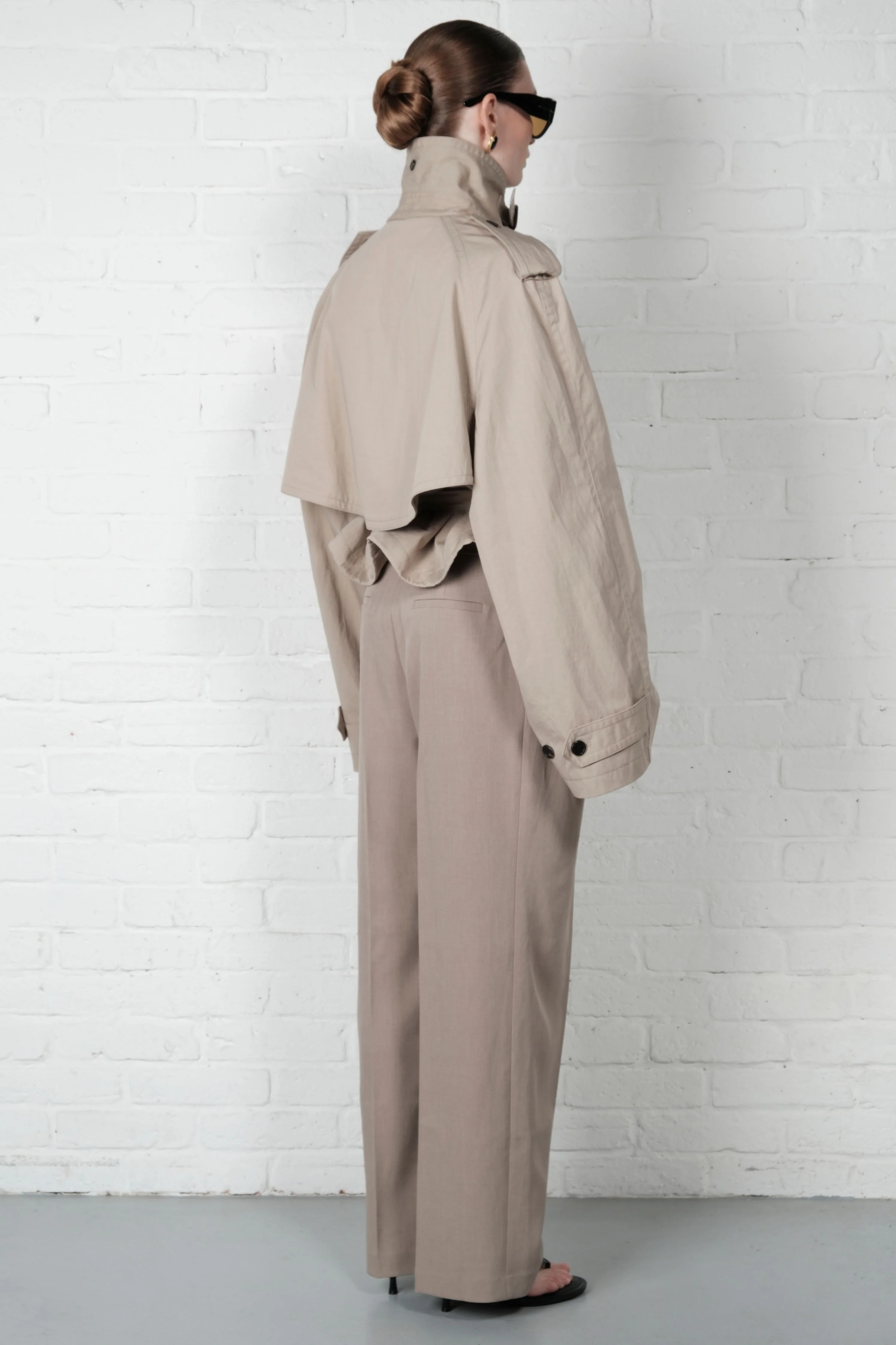 Cropped Trench Coat - Beige - Image 5