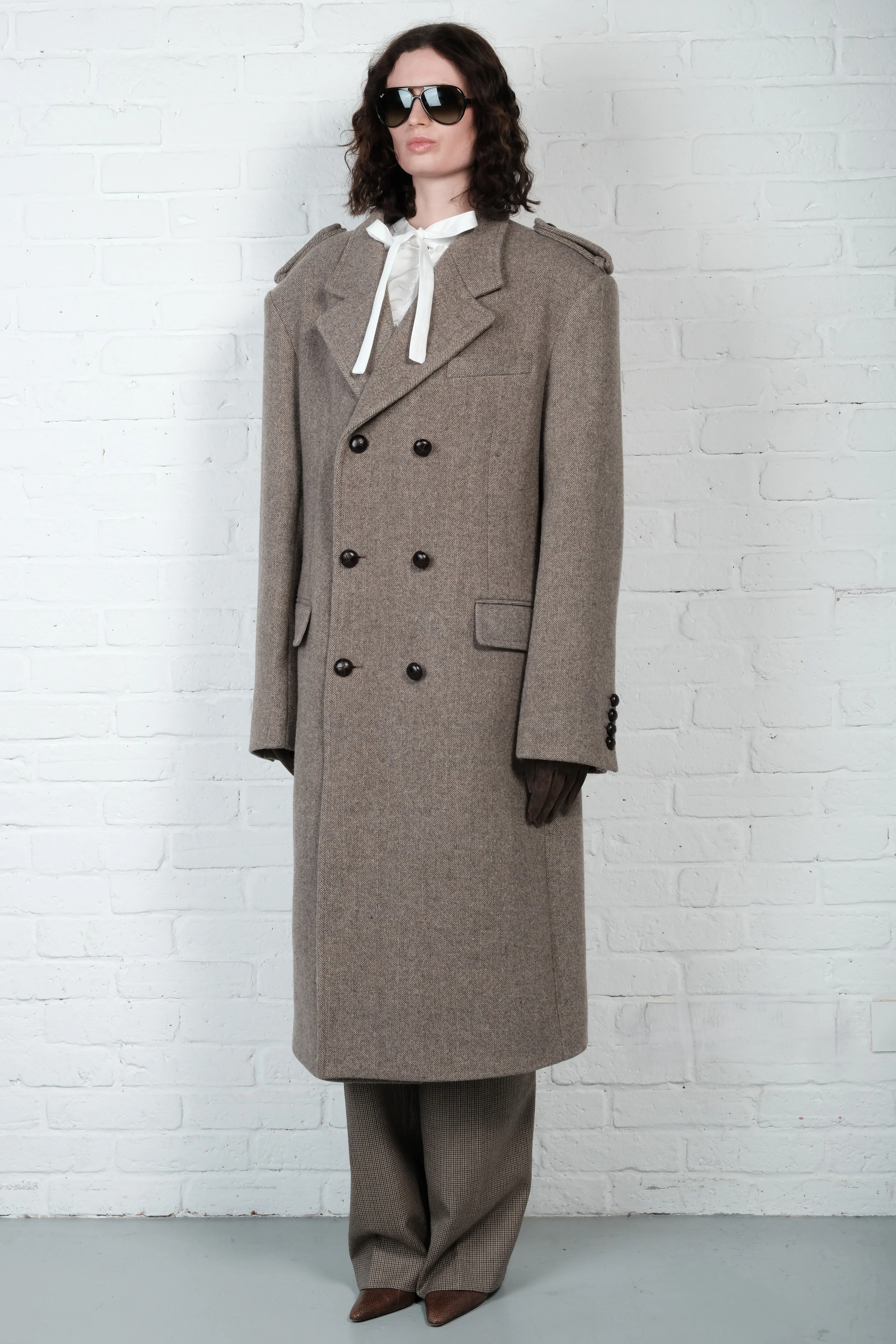 Herringbone Oversized Wool Coat - Image 3