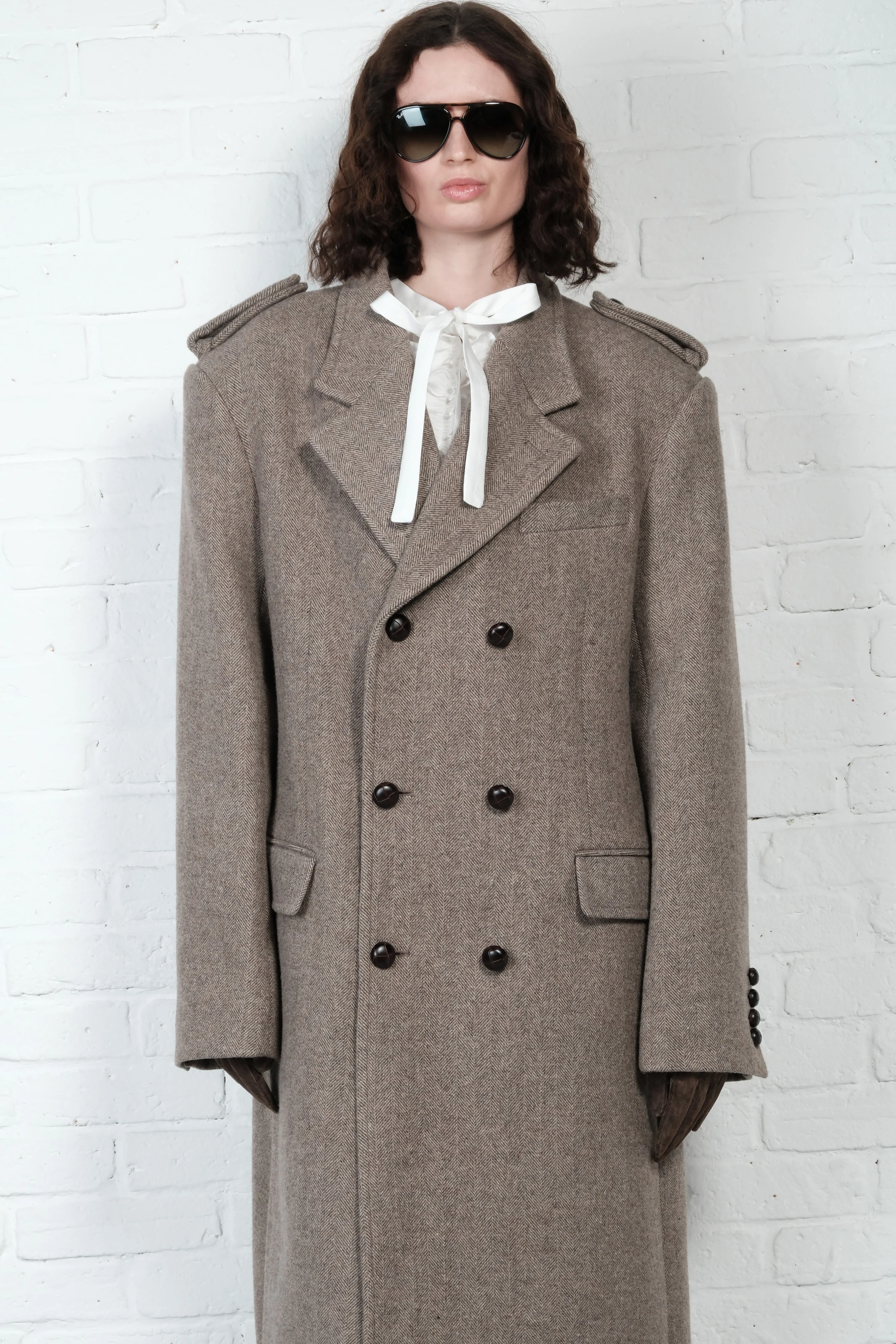 Herringbone Oversized Wool Coat - Image 4