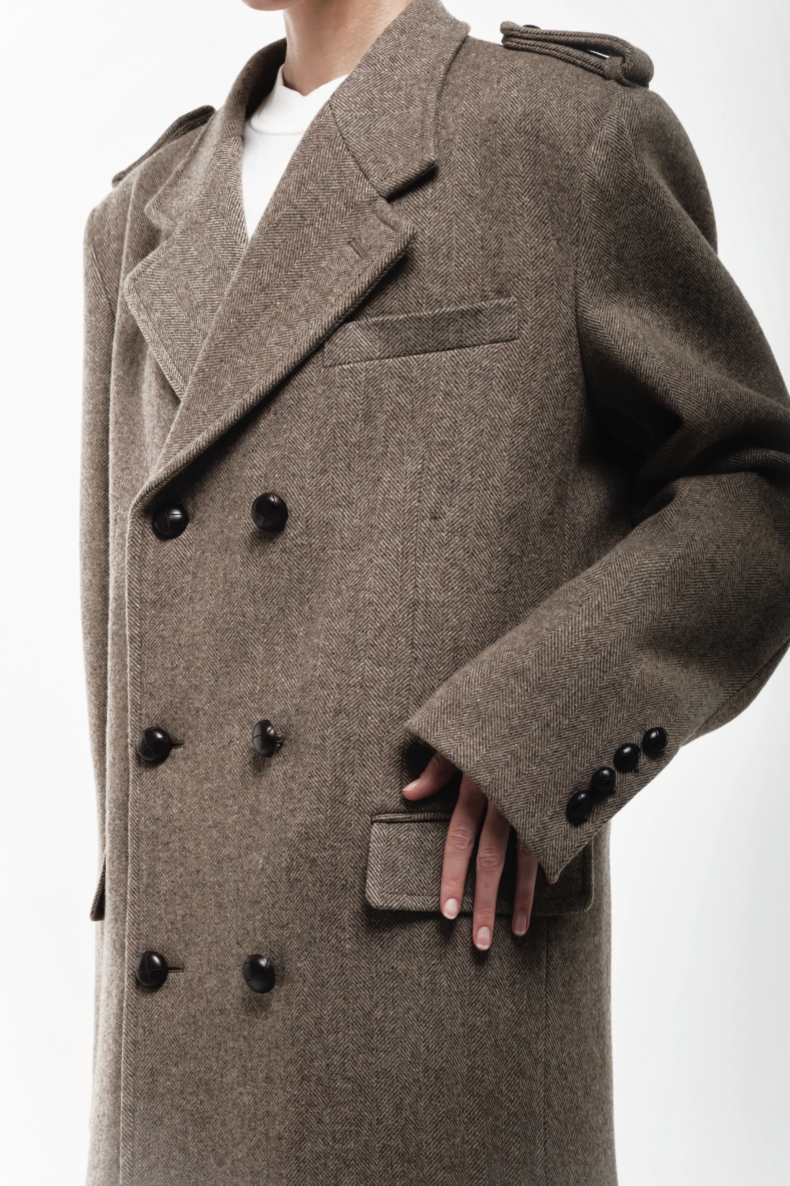 Herringbone Oversized Wool Coat - Image 6