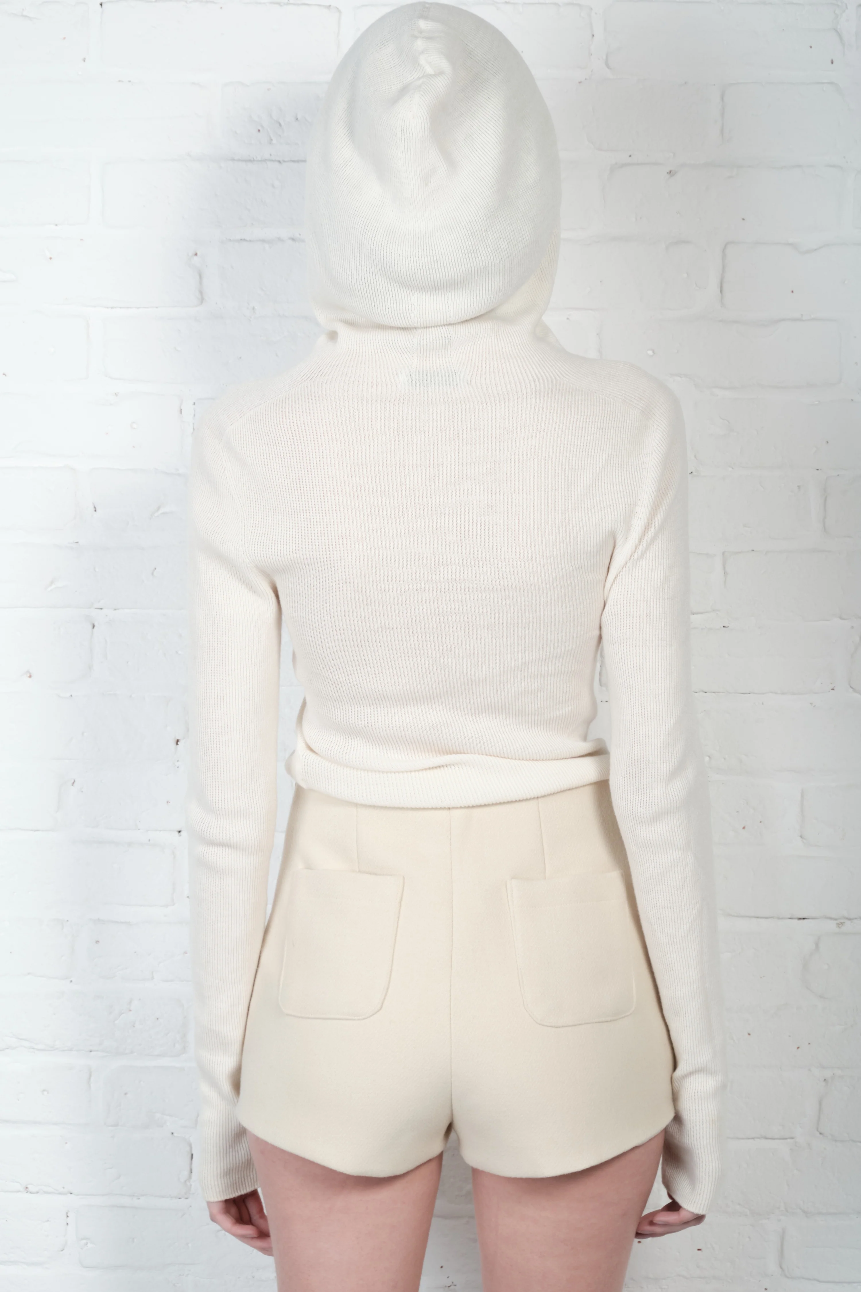 Hooded Ribbed Top - Butter Cream - Image 2