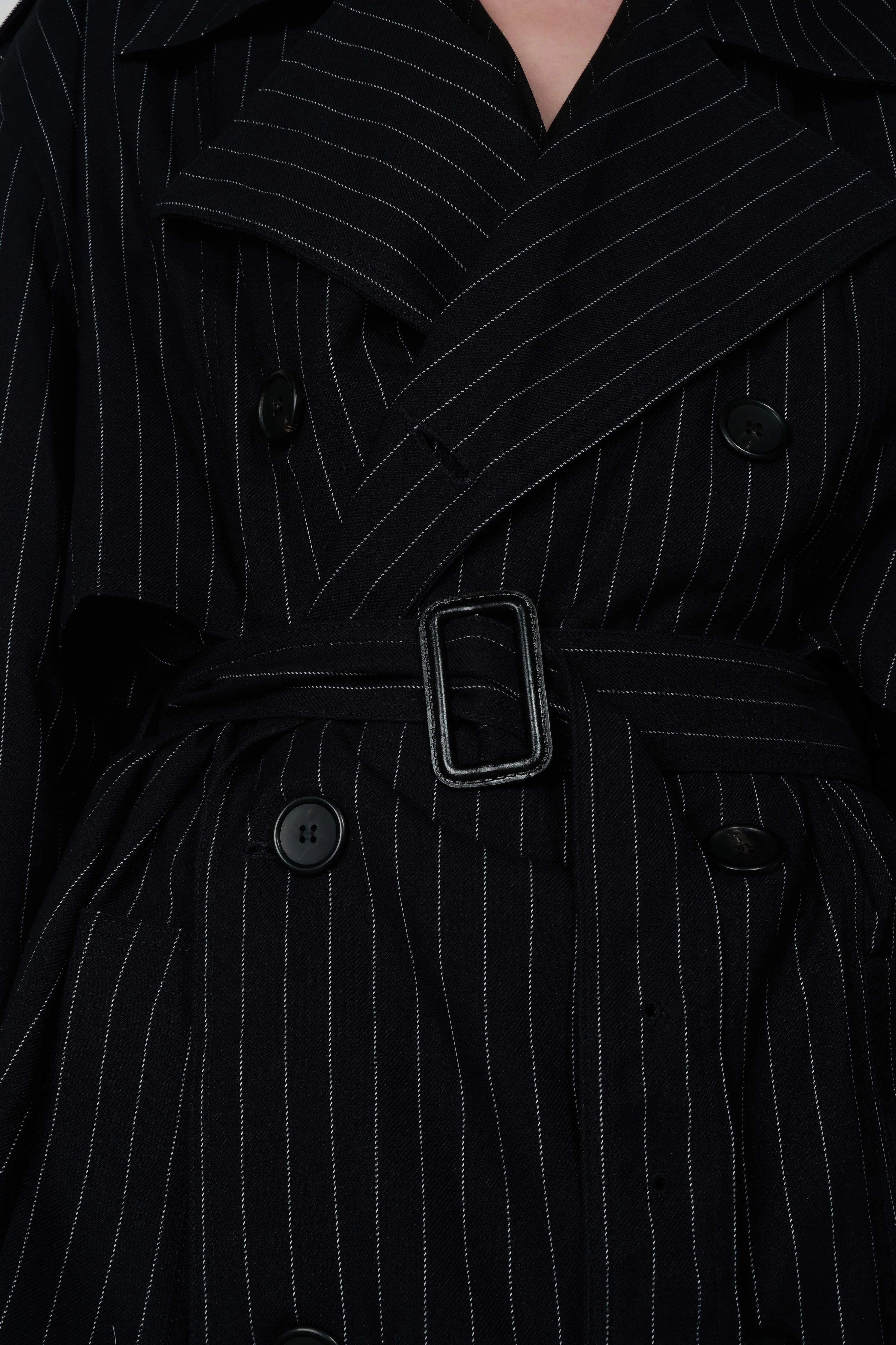 Oversized Pinstripe Trench Coat - Image 5