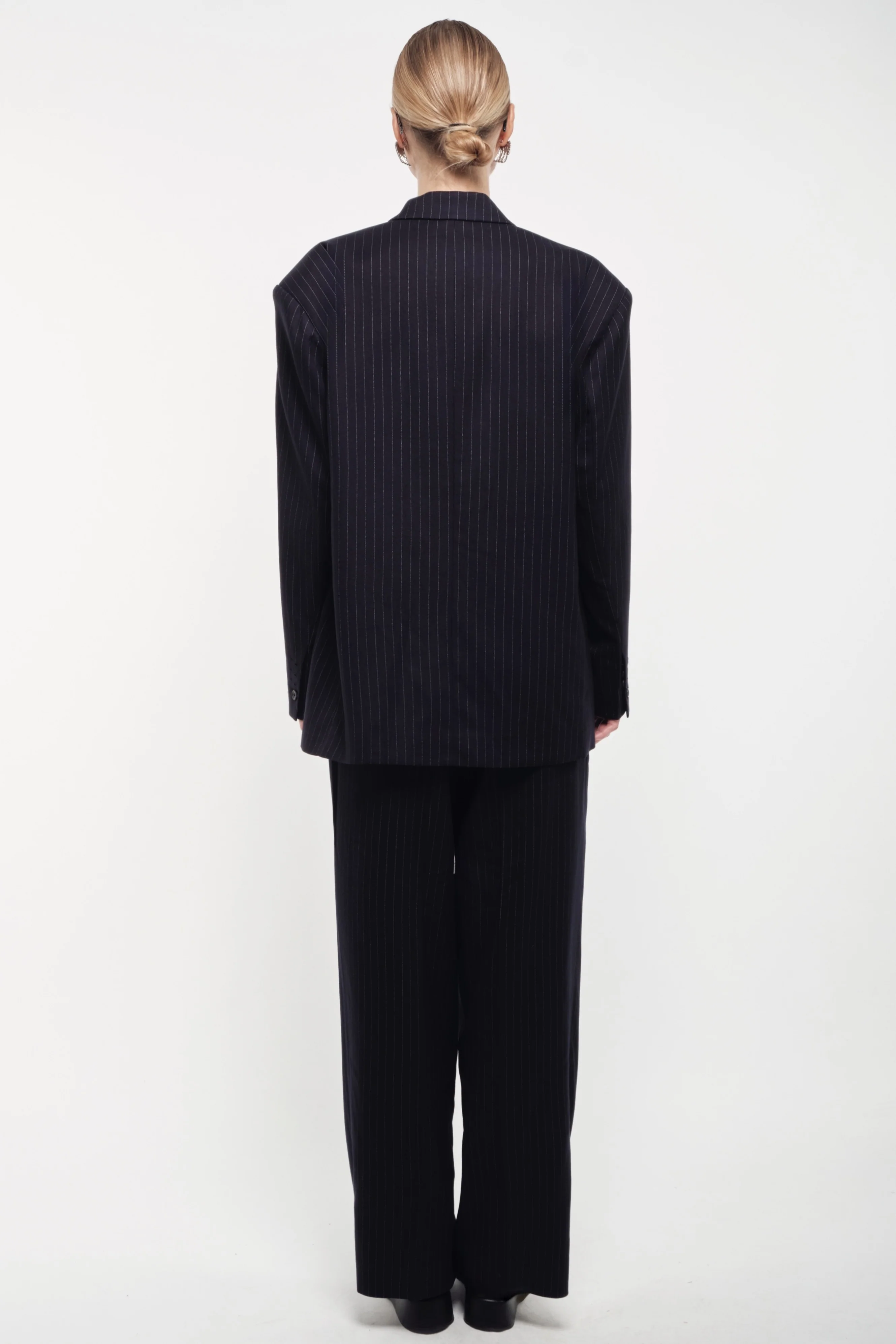 Oversized Tailored Suit Blazer - Navy - Image 7