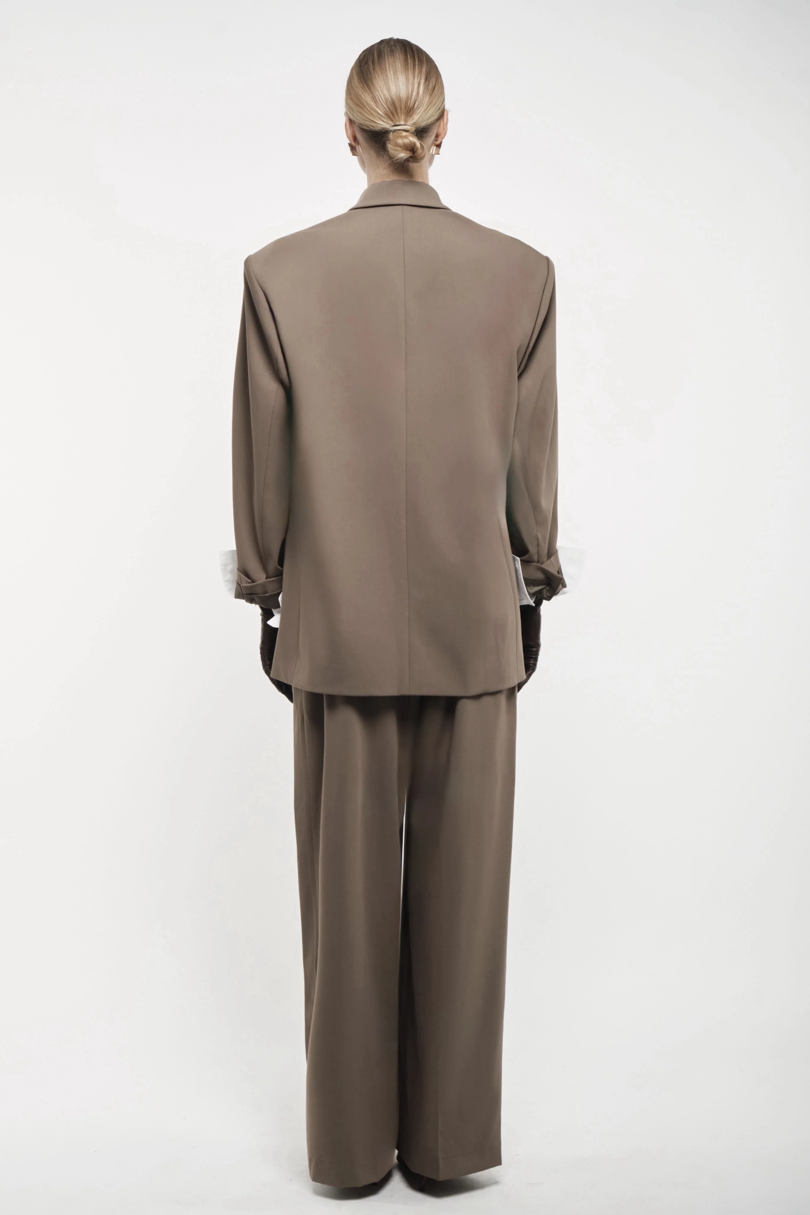 Oversized Tailored Suit Blazer - Khaki - Image 4