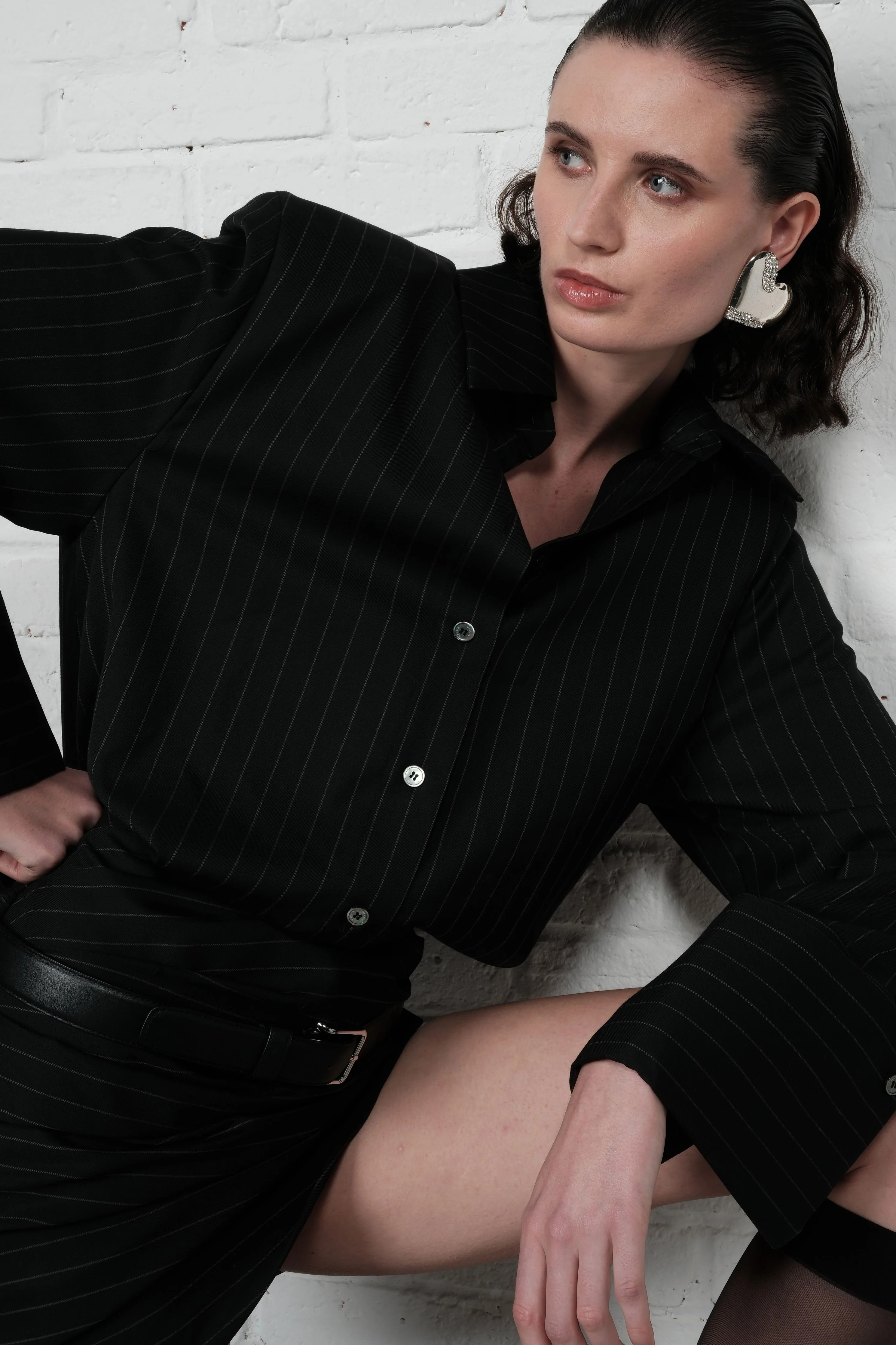 Pinstripe Shirt Dress - Image 8