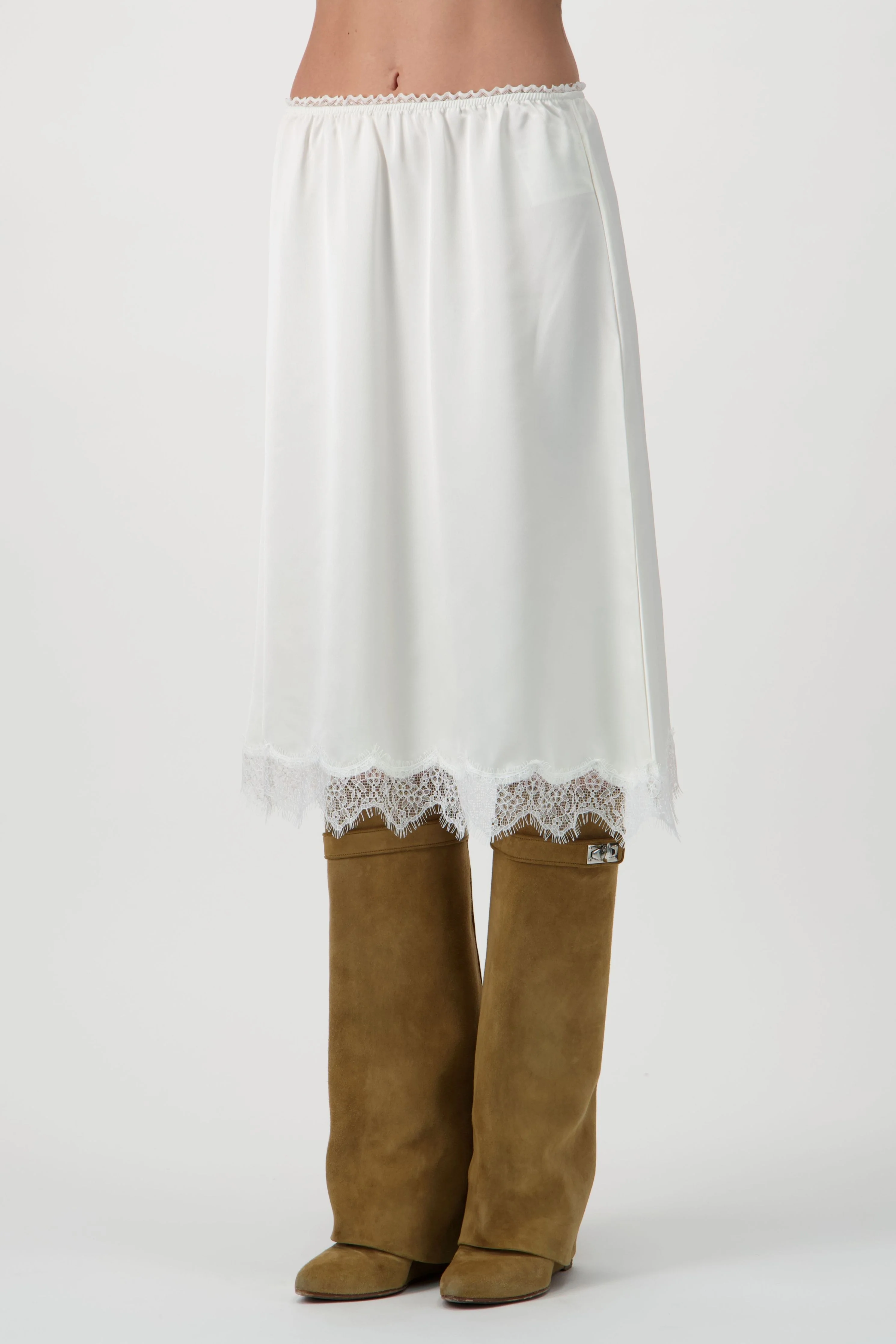 Satin Midi Skirt - Ivory - Image 5
