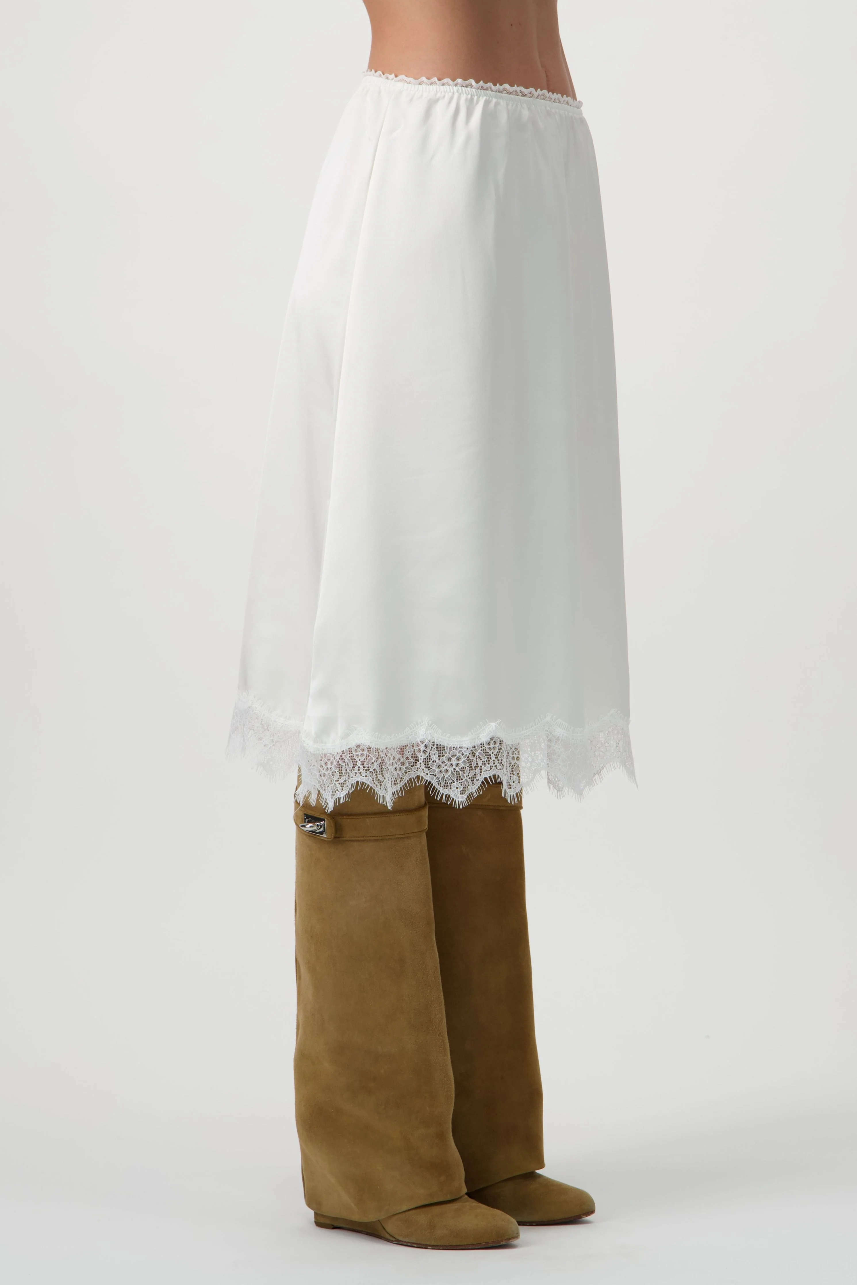 Satin Midi Skirt - Ivory - Image 7