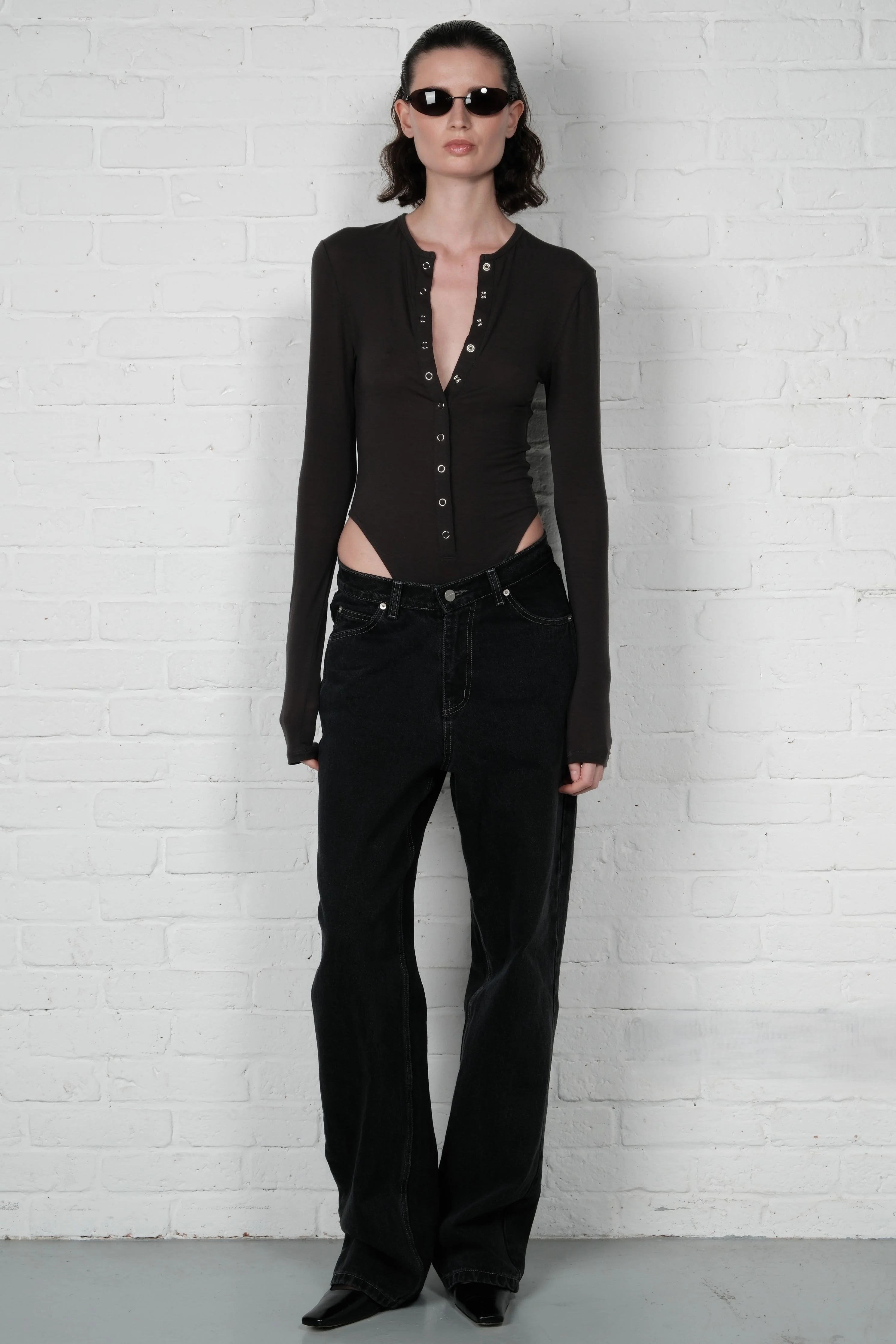 Sheer Bodysuit - Charcoal - Image 4
