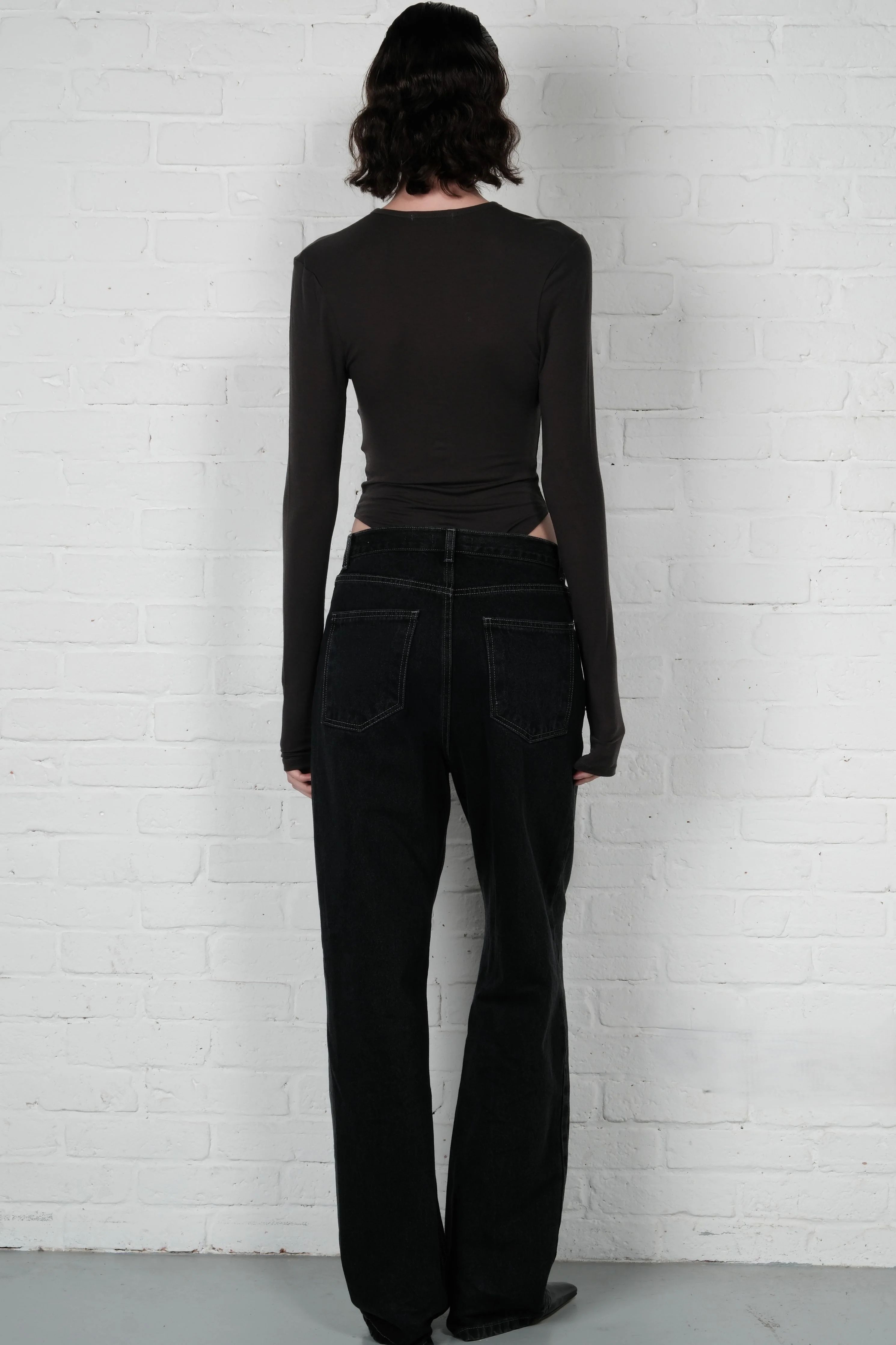 Sheer Bodysuit - Charcoal - Image 5