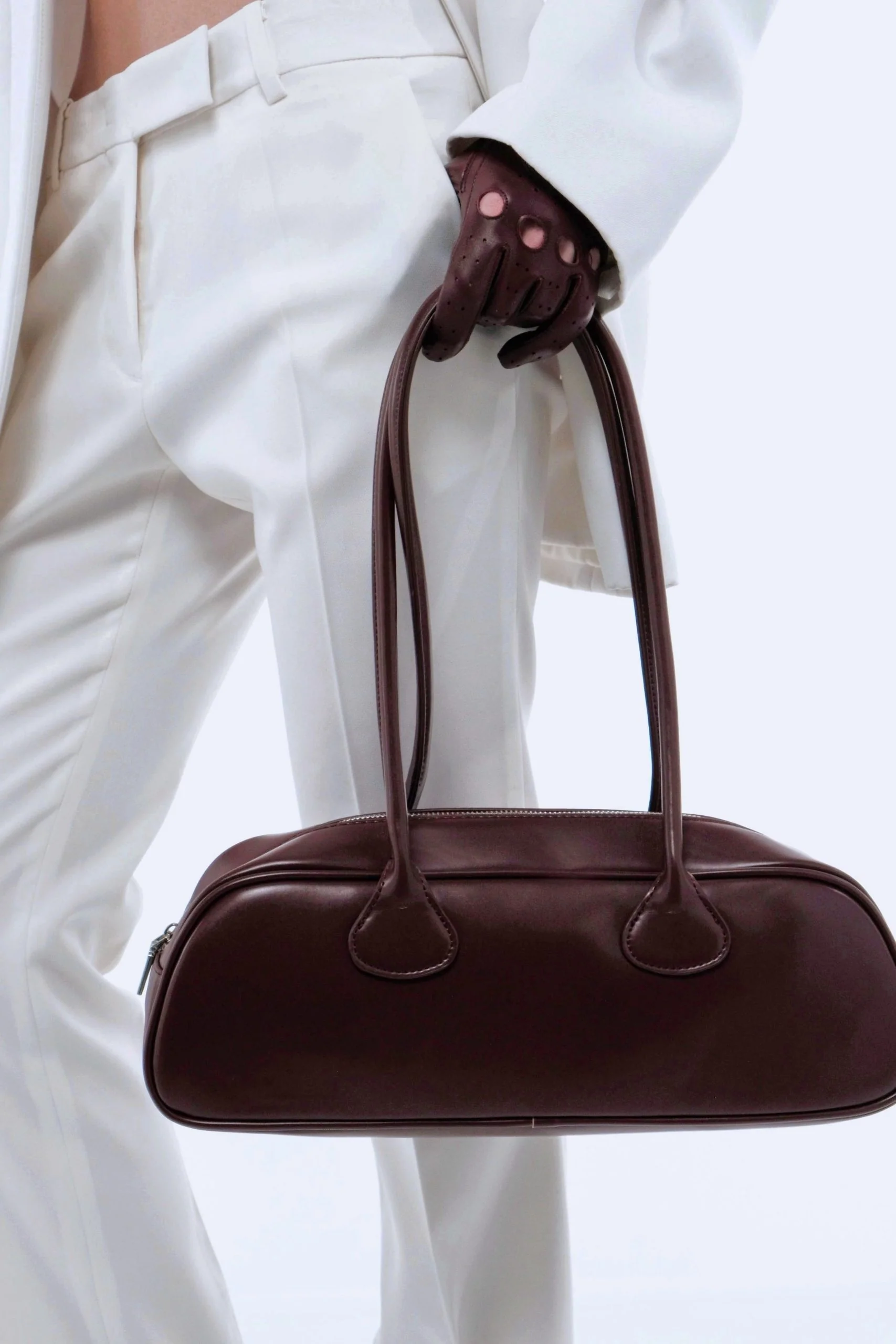 Faux Leather Bag - Burgundy - Image 3