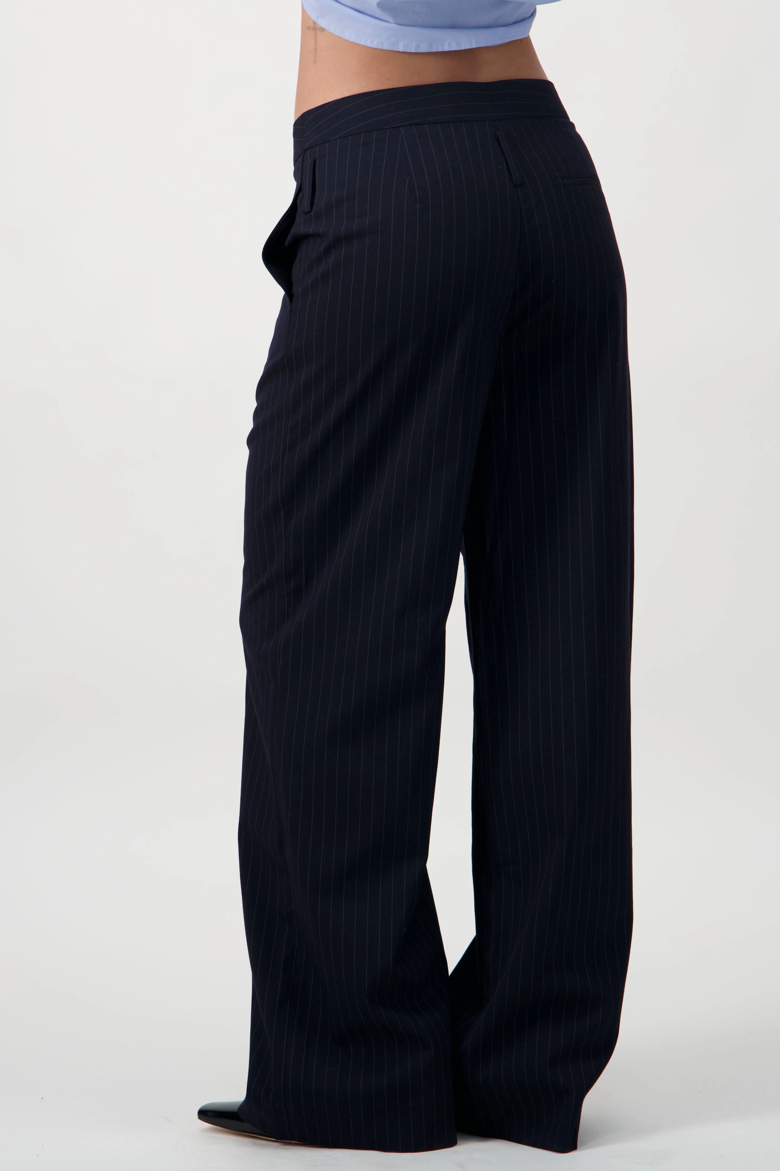 Straight-Leg Pinstripe Trousers - Navy - Image 5