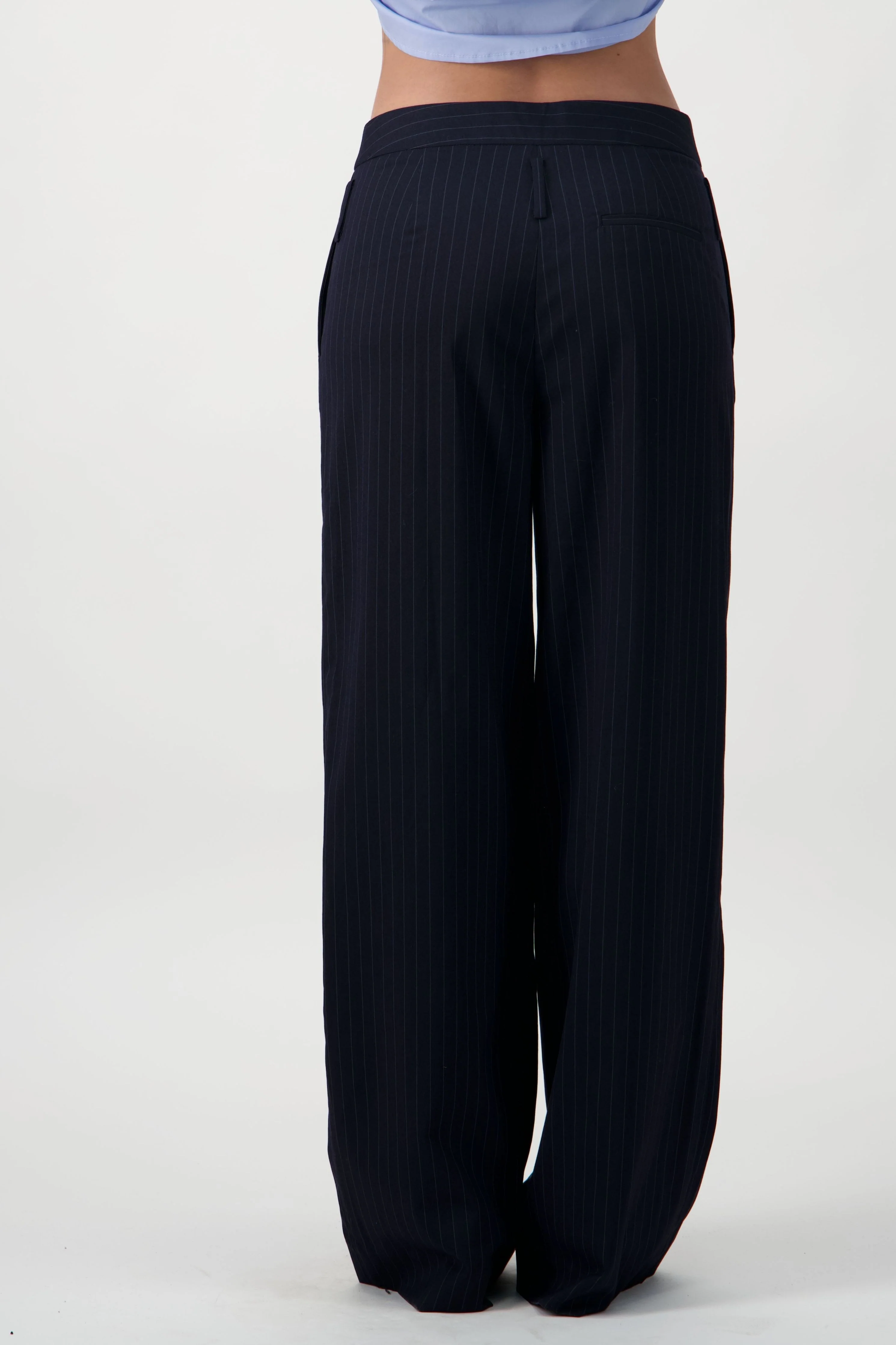Straight-Leg Pinstripe Trousers - Navy - Image 6