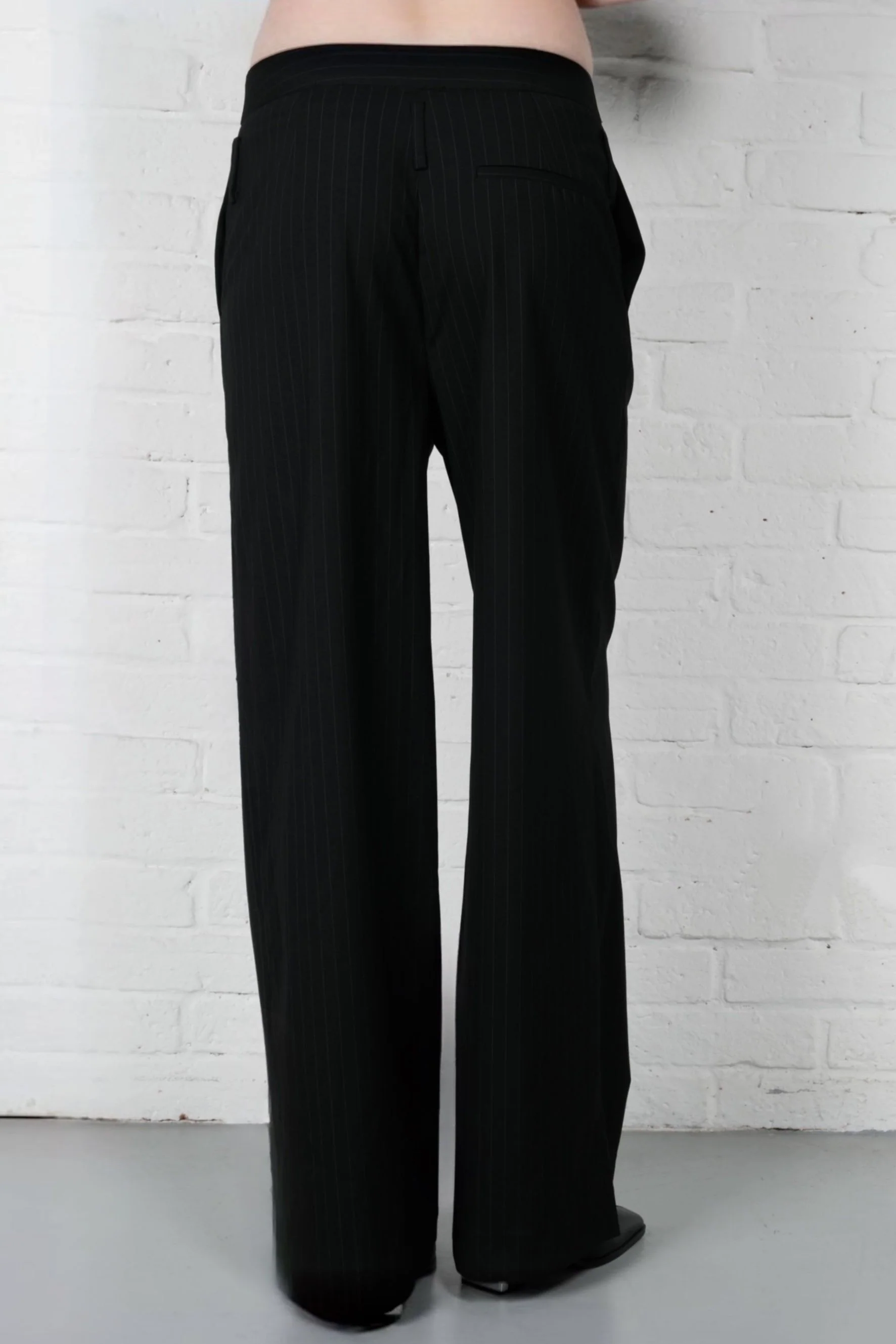 Straight-Leg Pinstripe Trousers - Black - Image 4