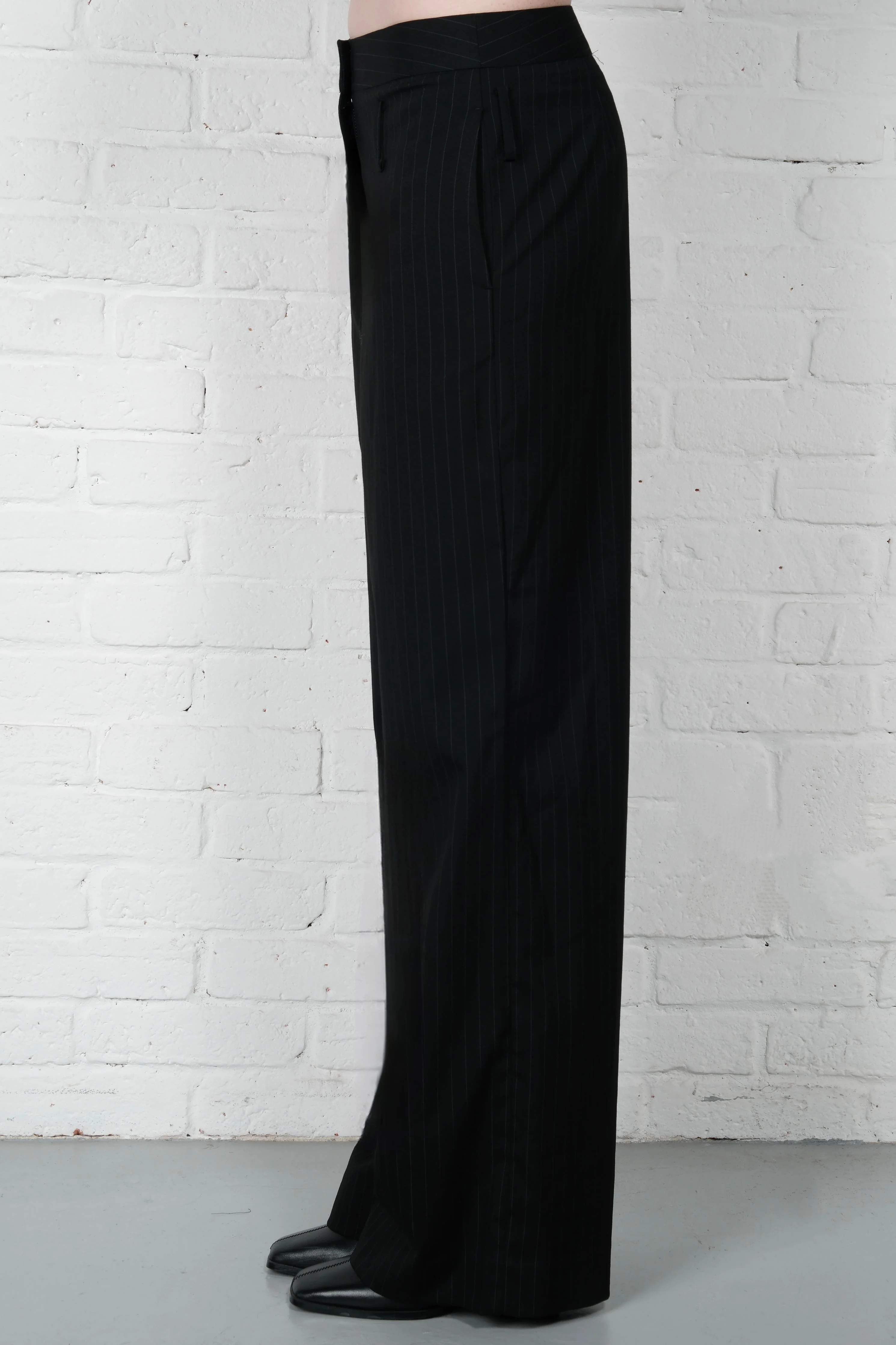 Straight-Leg Pinstripe Trousers - Black - Image 5