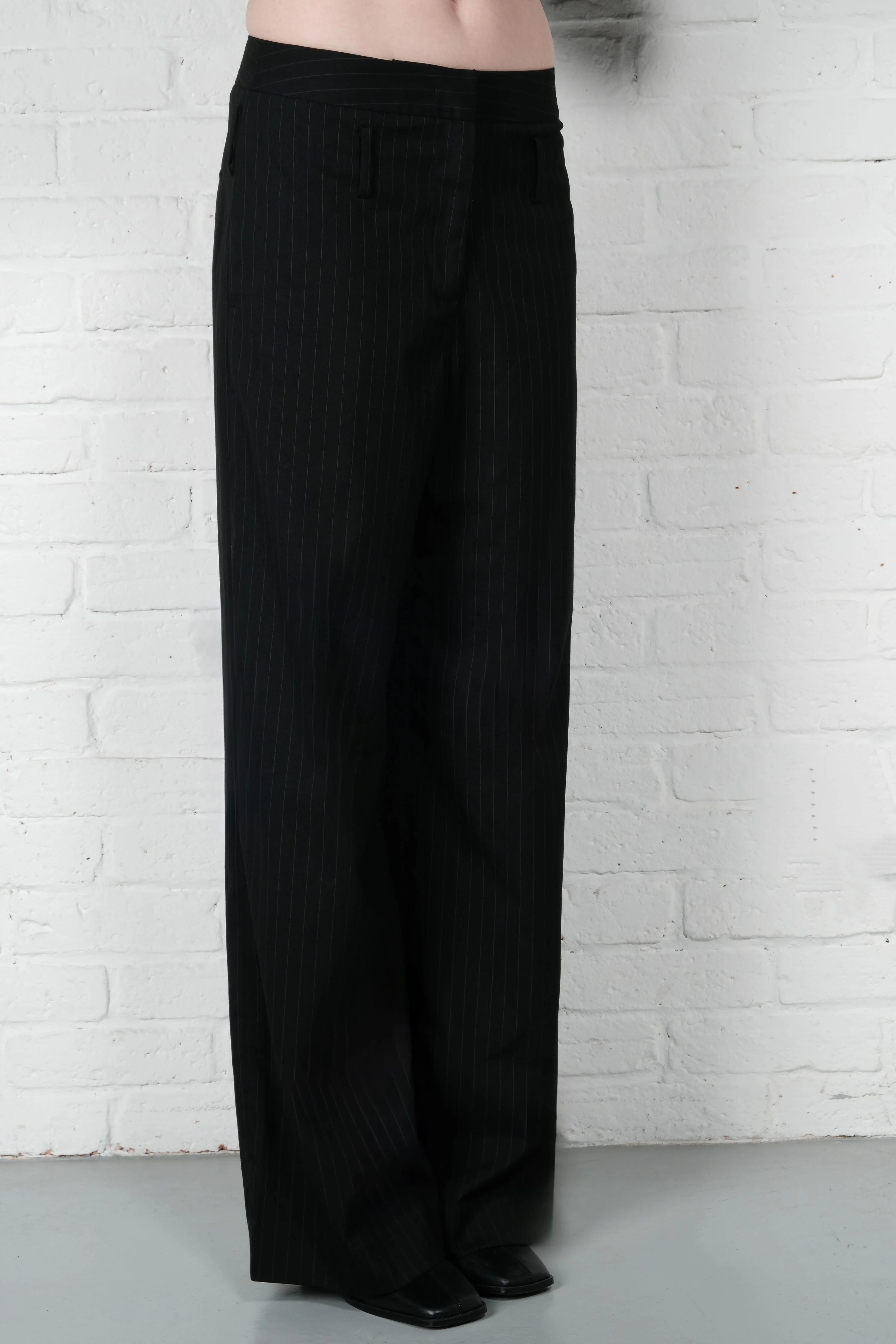 Straight-Leg Pinstripe Trousers - Black - Image 6