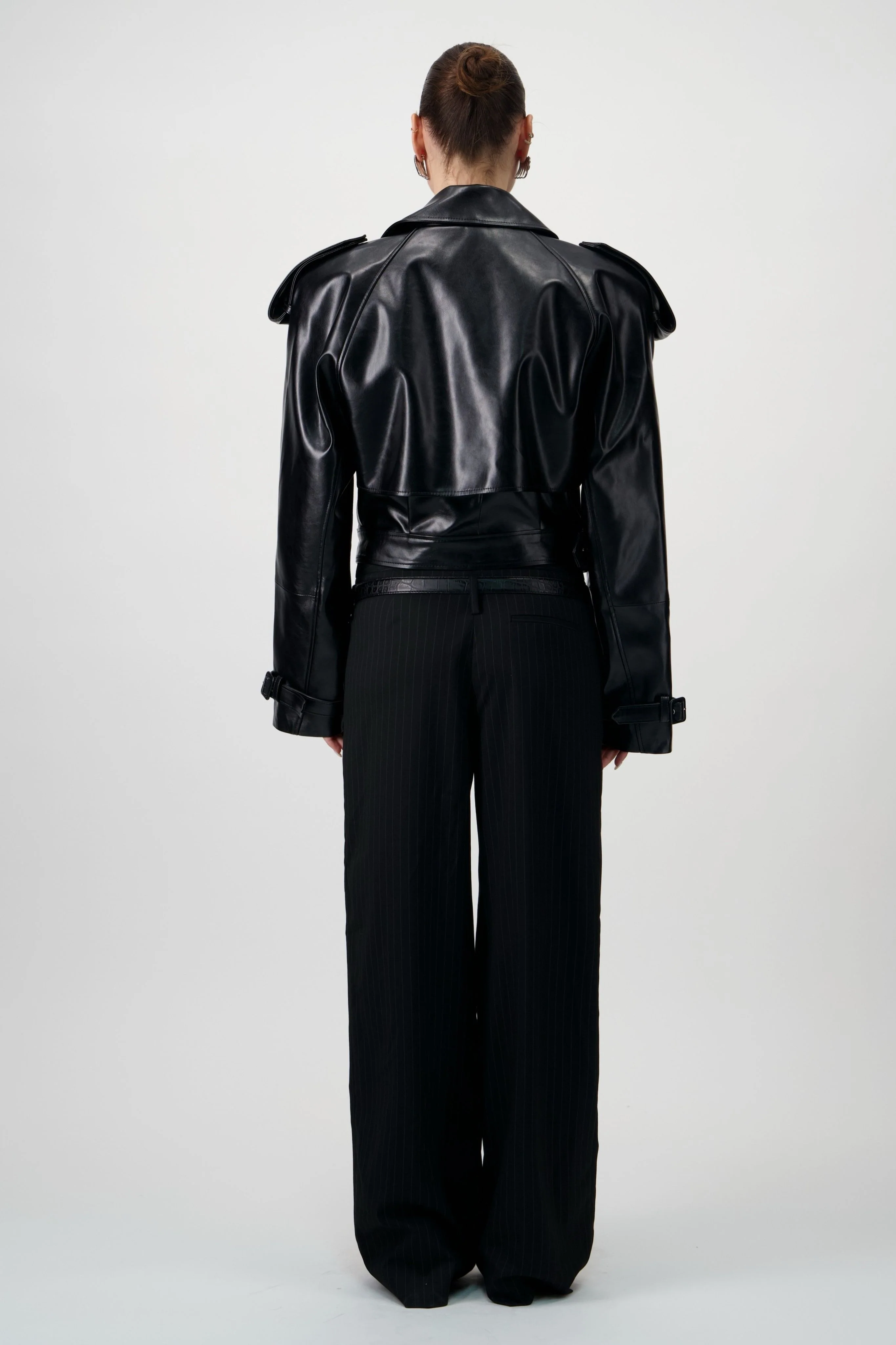 Straight-Leg Pinstripe Trousers - Black - Image 8