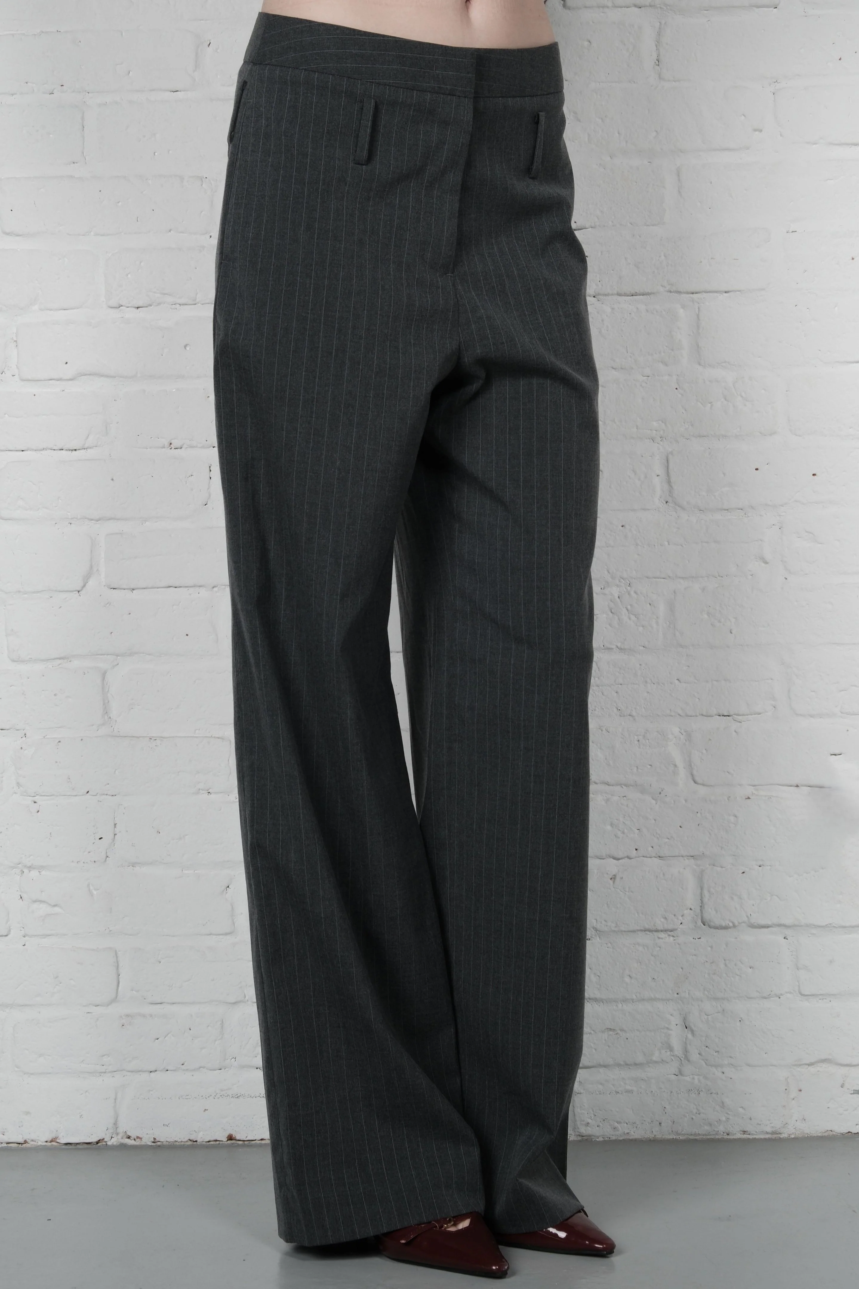 Straight-Leg Pinstripe Trousers - Grey - Image 3