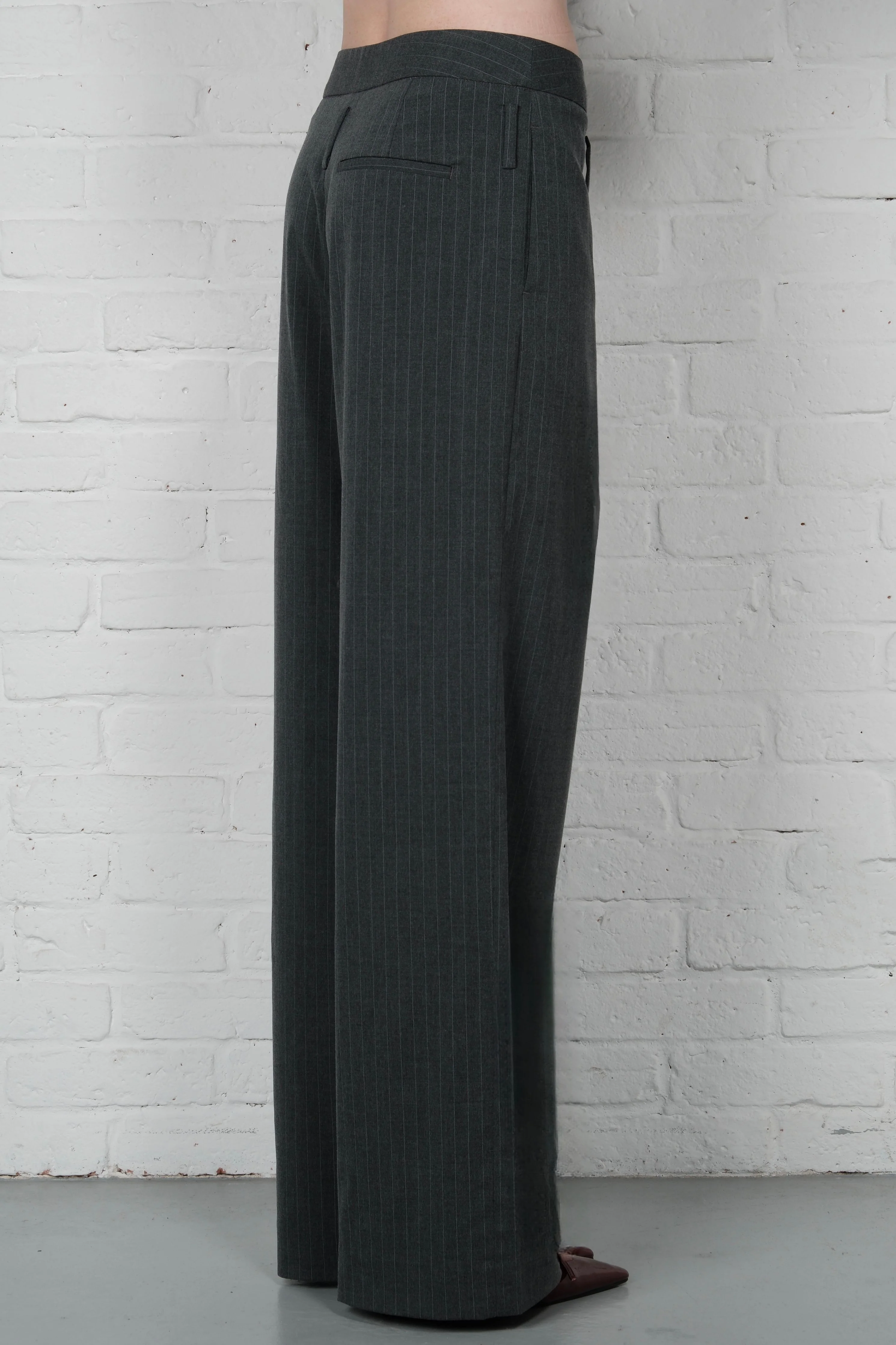 Straight-Leg Pinstripe Trousers - Grey - Image 5