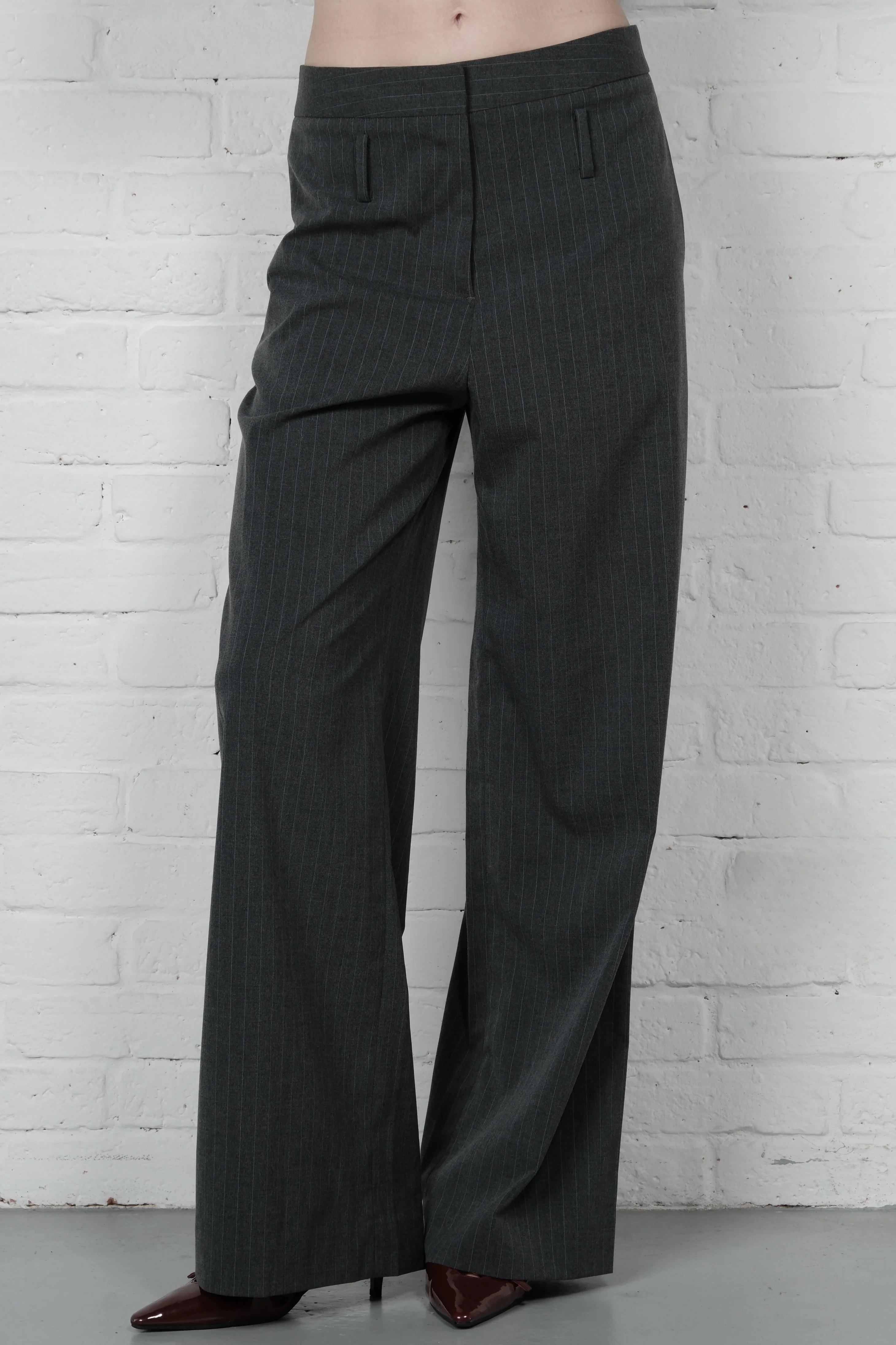 Straight-Leg Pinstripe Trousers - Grey - Image 6