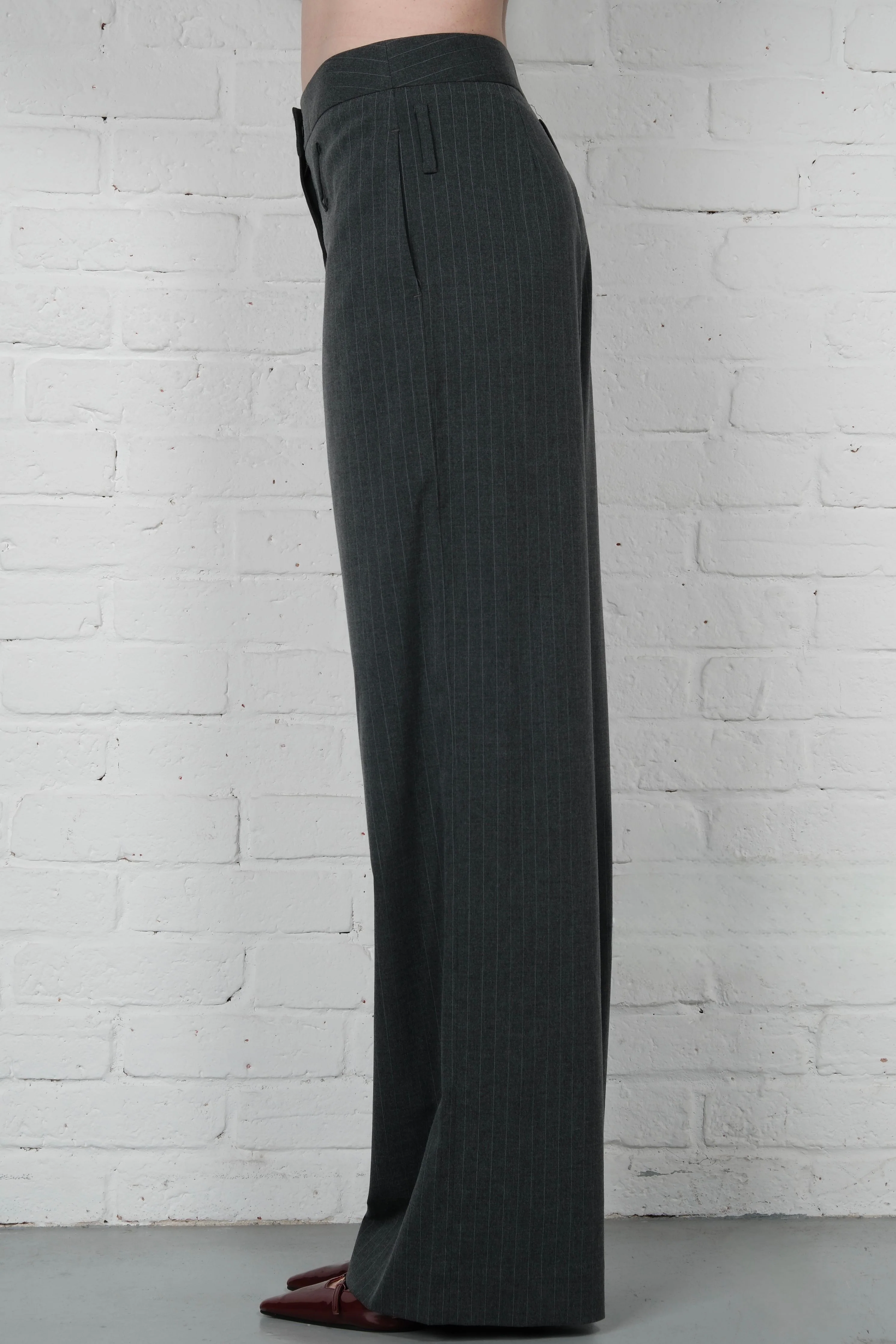 Straight-Leg Pinstripe Trousers - Grey - Image 7