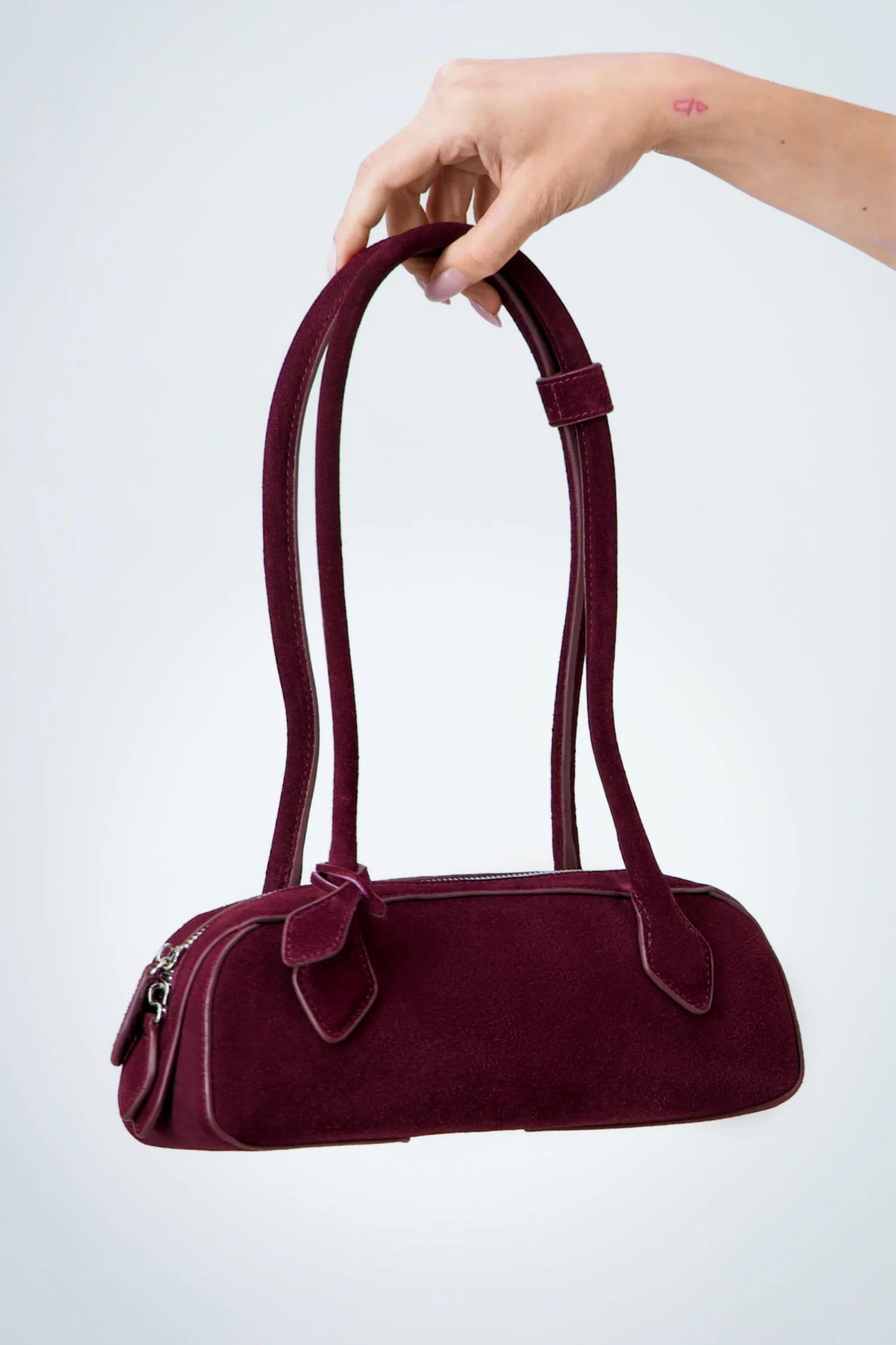 Suede Shoulder bag - Burgundy - Image 3