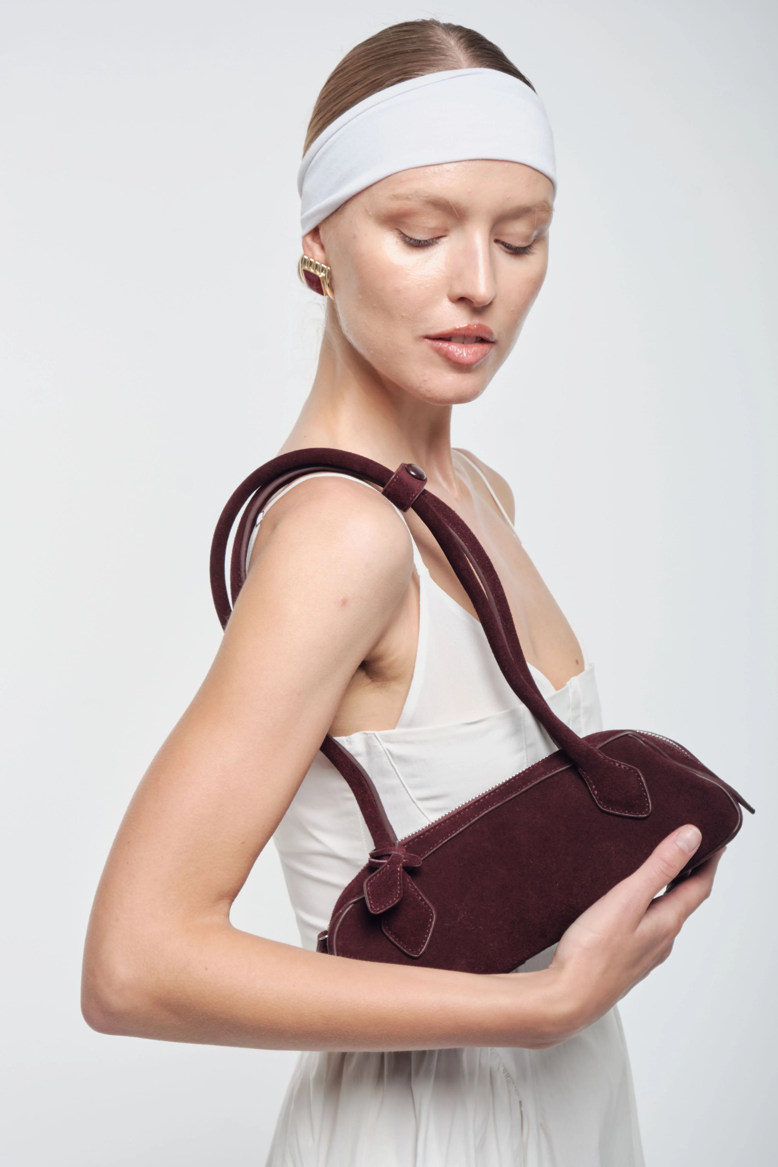 Suede Shoulder bag - Burgundy - Image 5