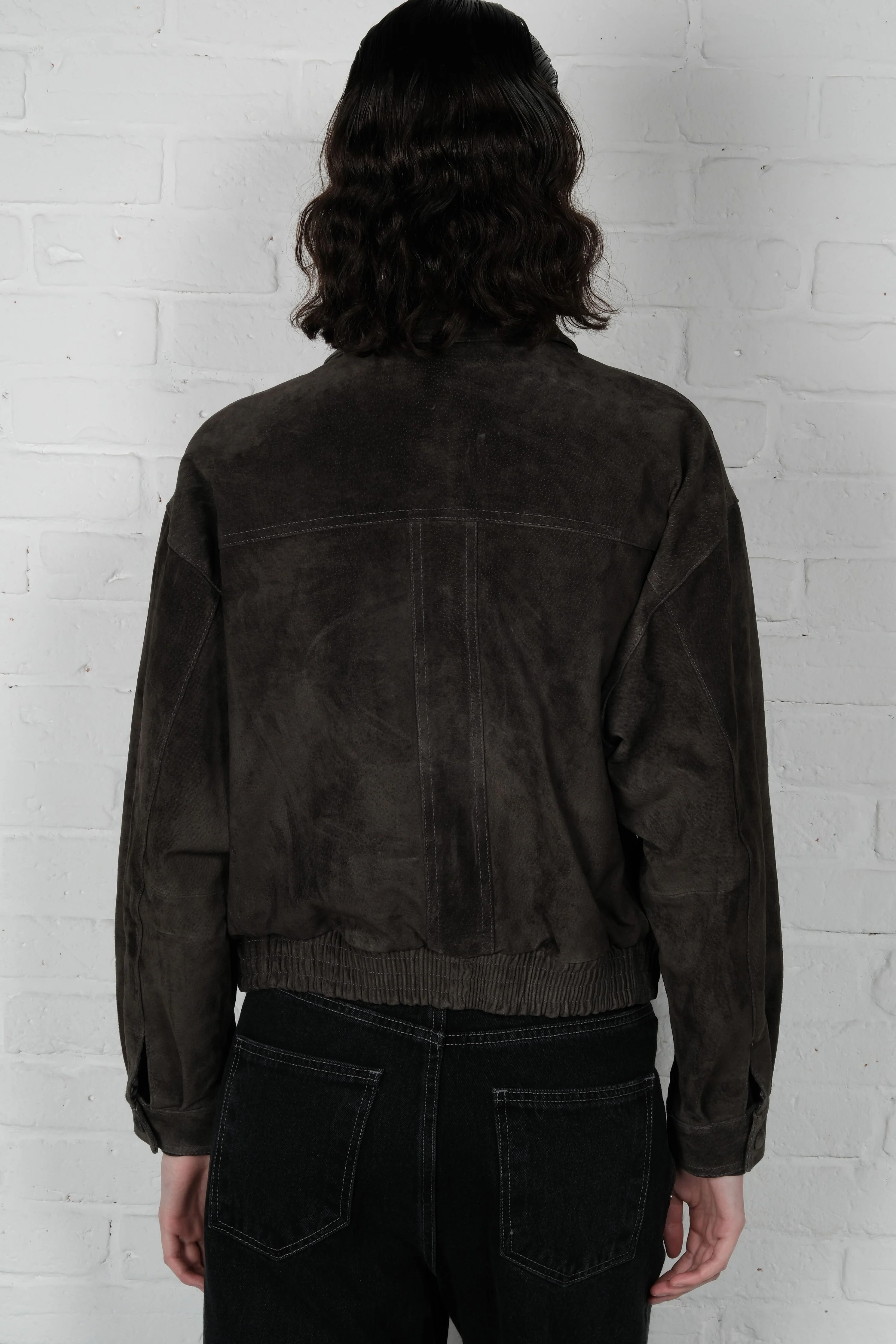 Suede Bomber Jacket - Charcoal - Image 6