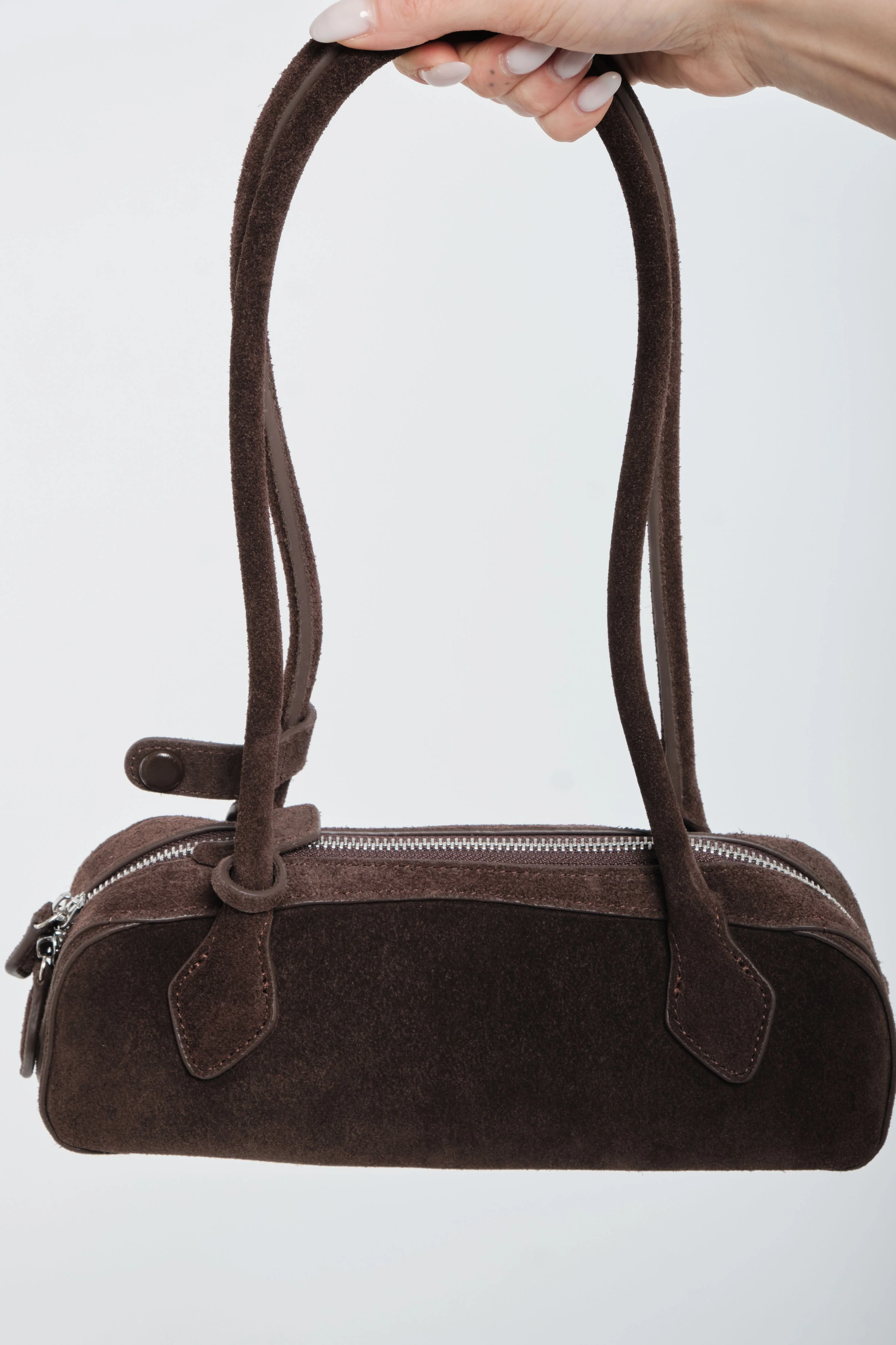 Suede Shoulder Bag - Brown - Image 4