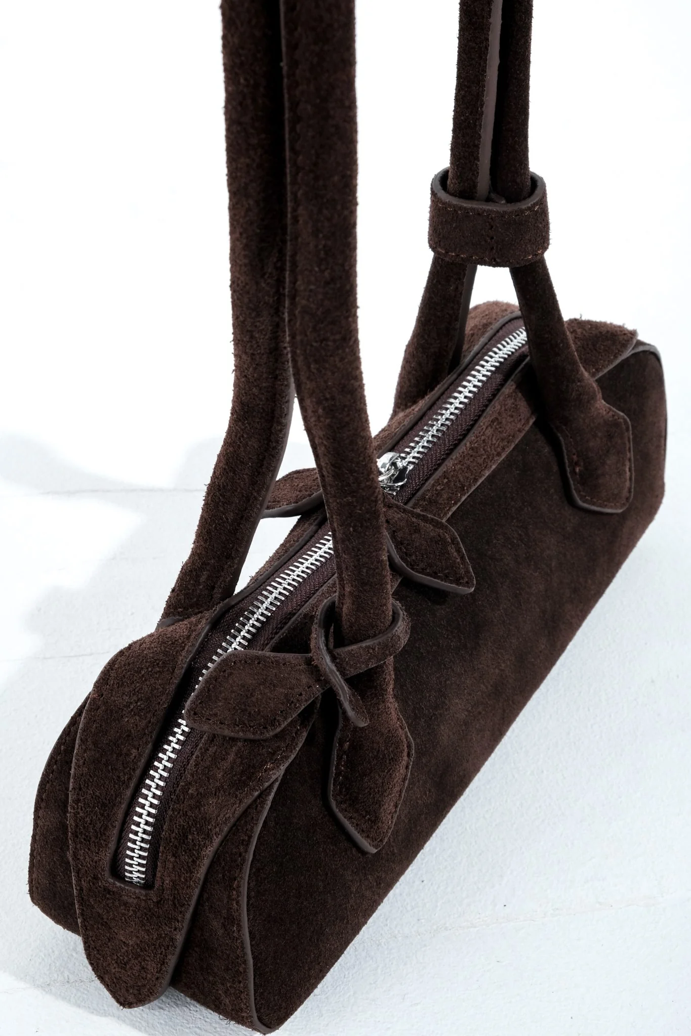 Suede Shoulder Bag - Brown - Image 5