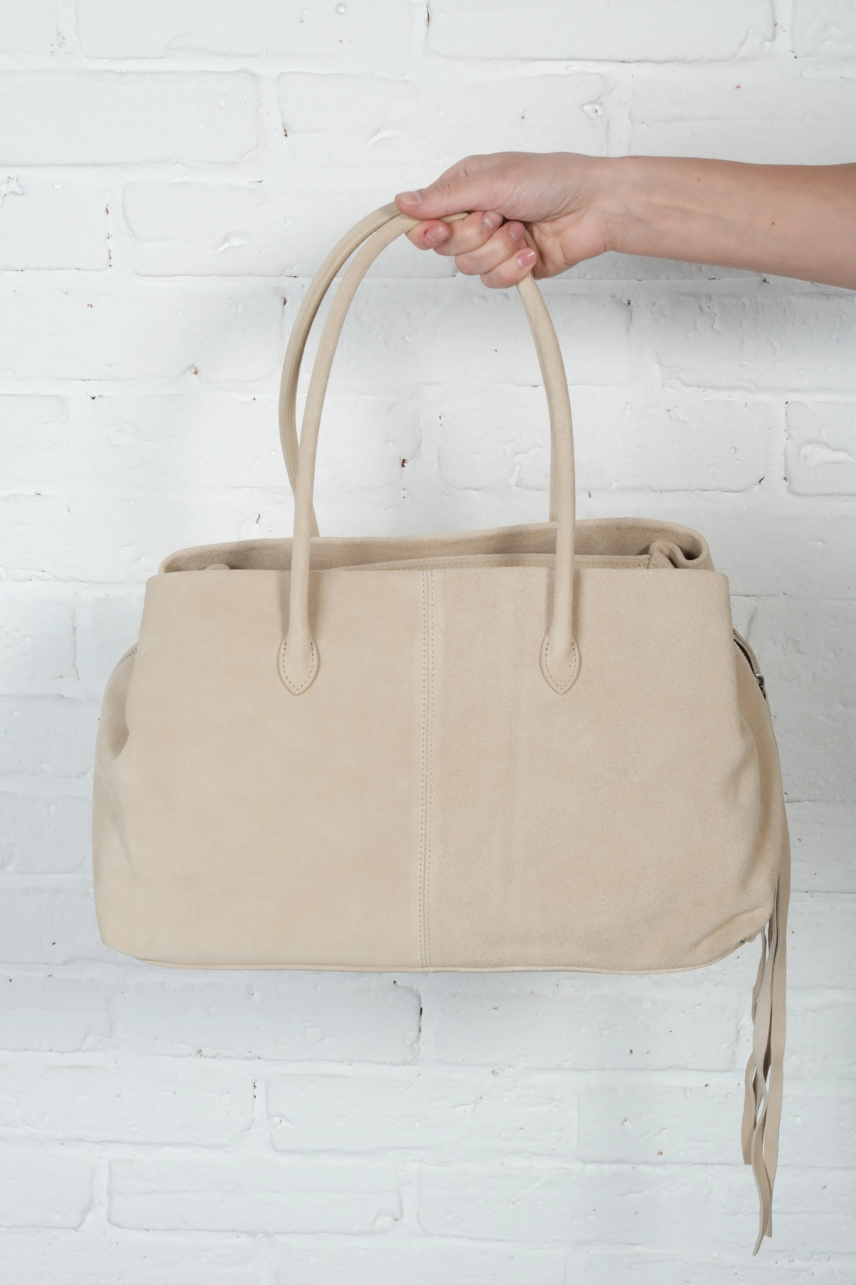 Suede Leather Carry Tote - Image 3