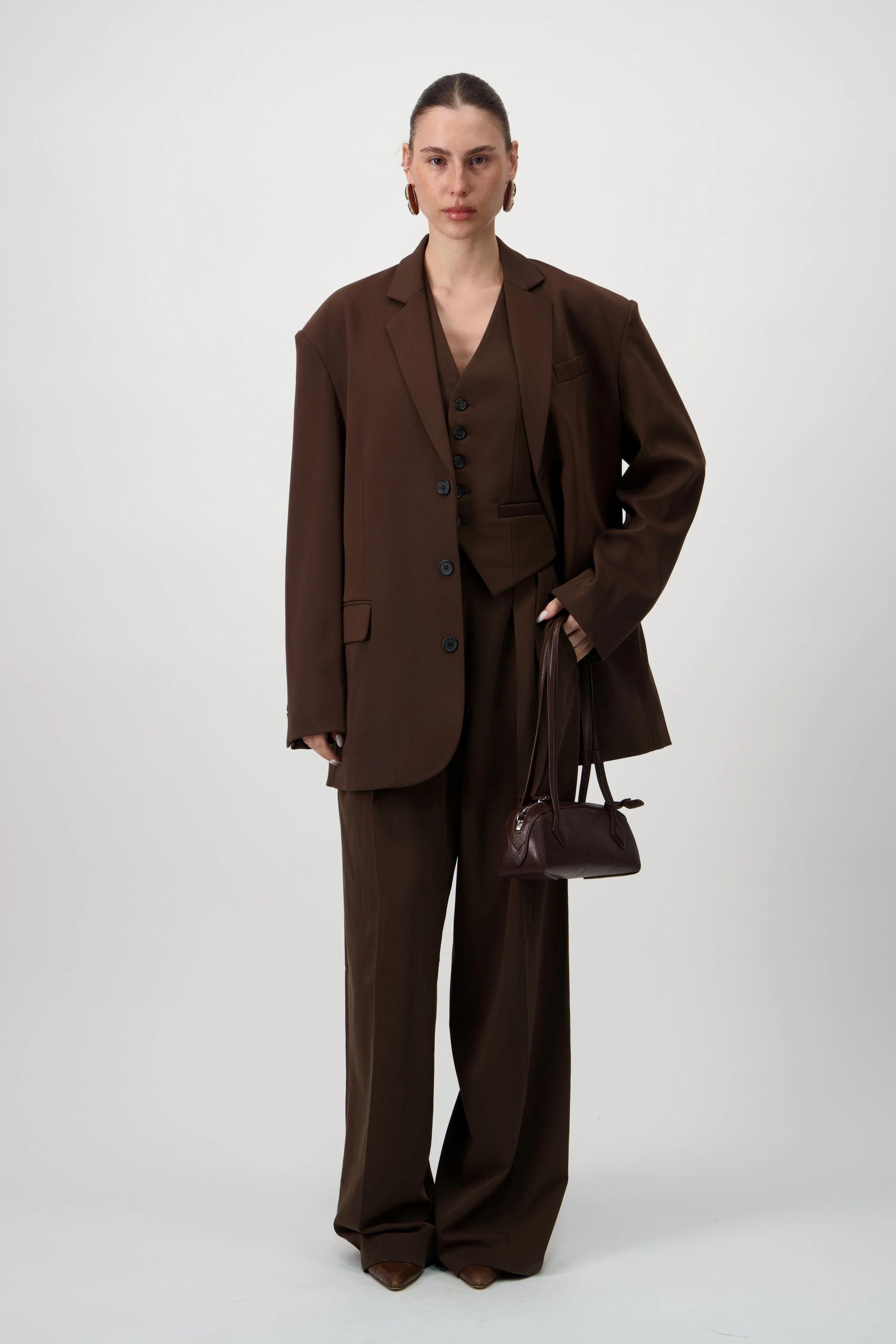 Tailored Suit Trousers - Brown - Image 4