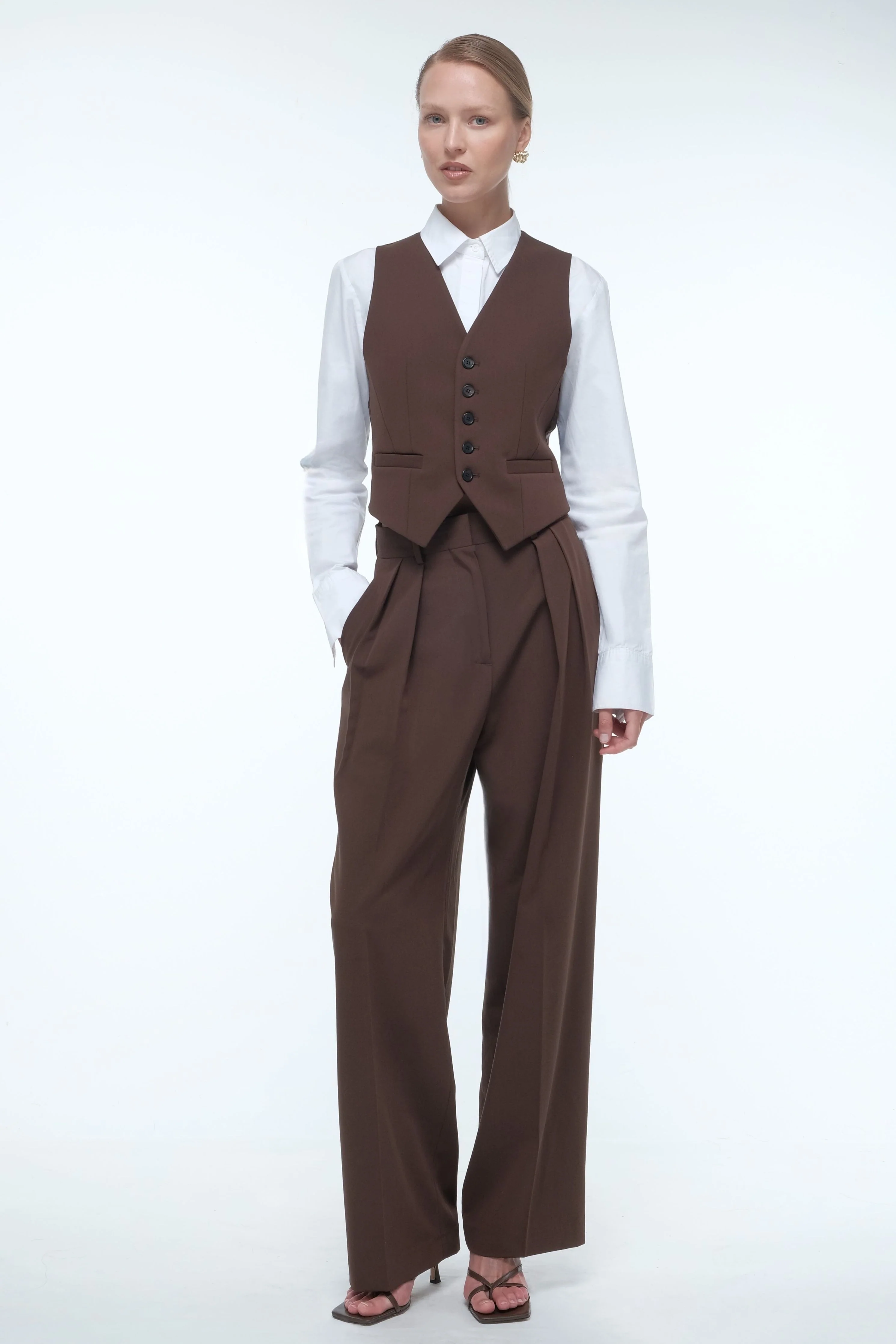 Tailored Suit Trousers - Brown - Image 6