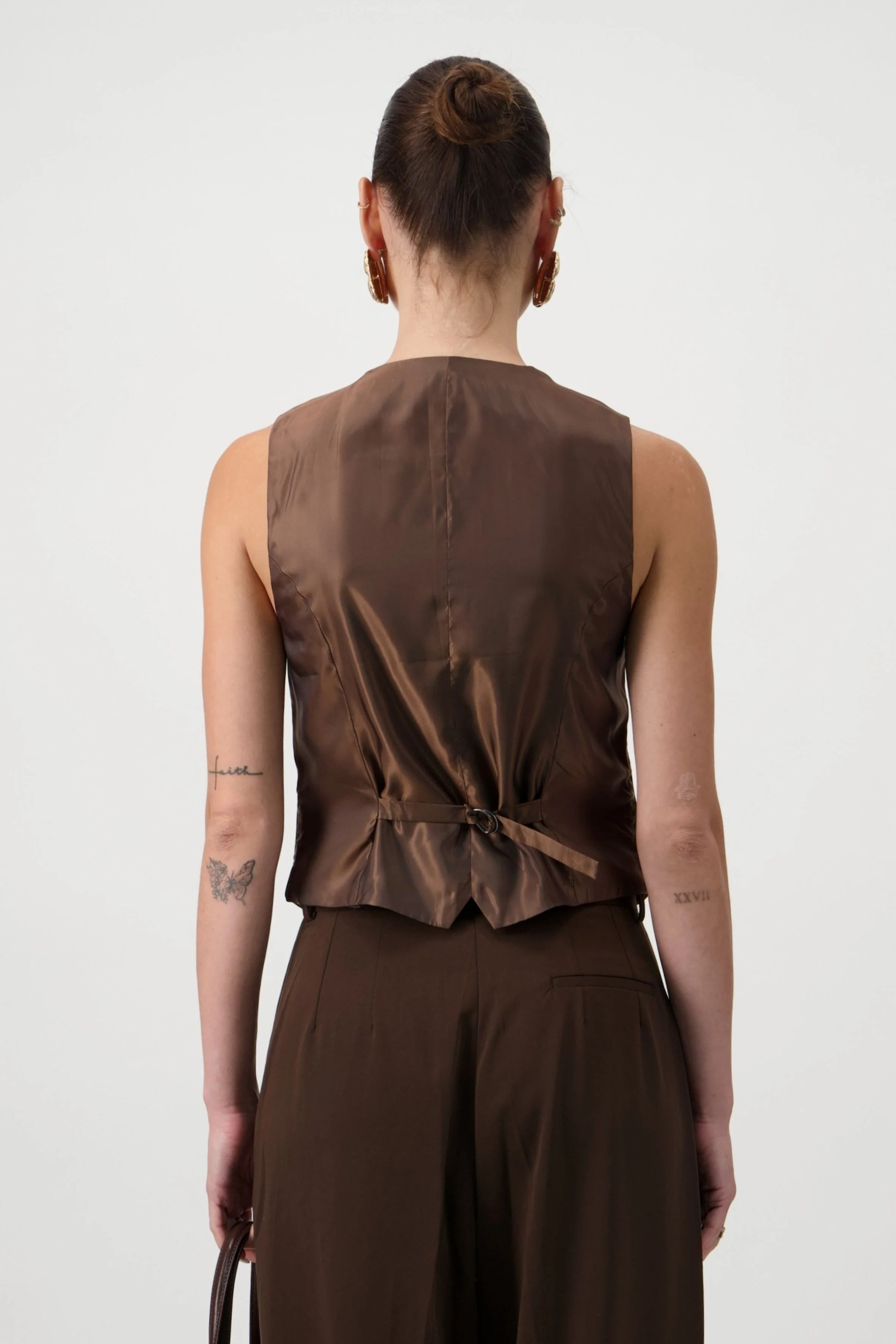 Tailored Suit Vest - Brown - Image 4
