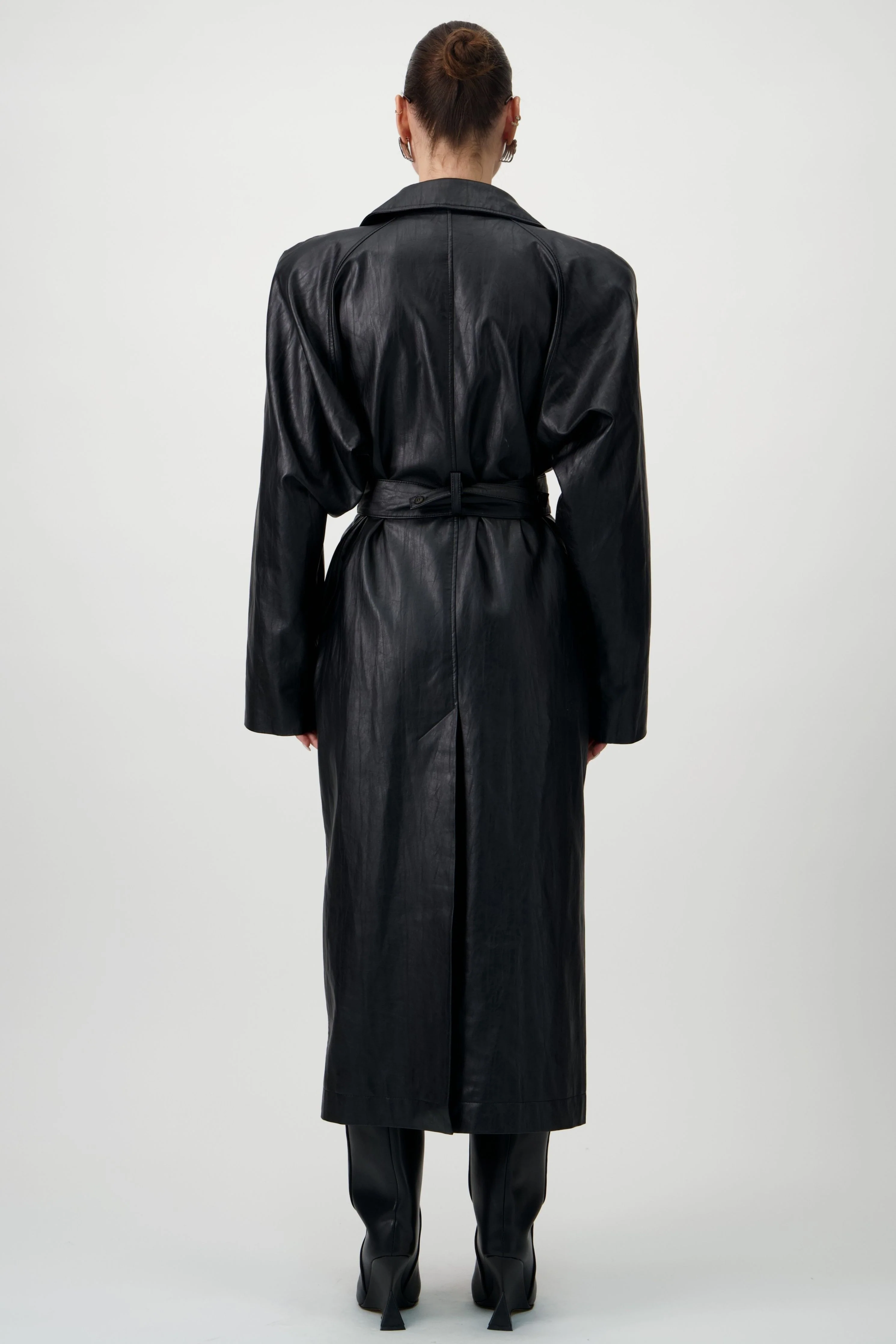 Vegan Leather Maxi Trench Coat - Image 2