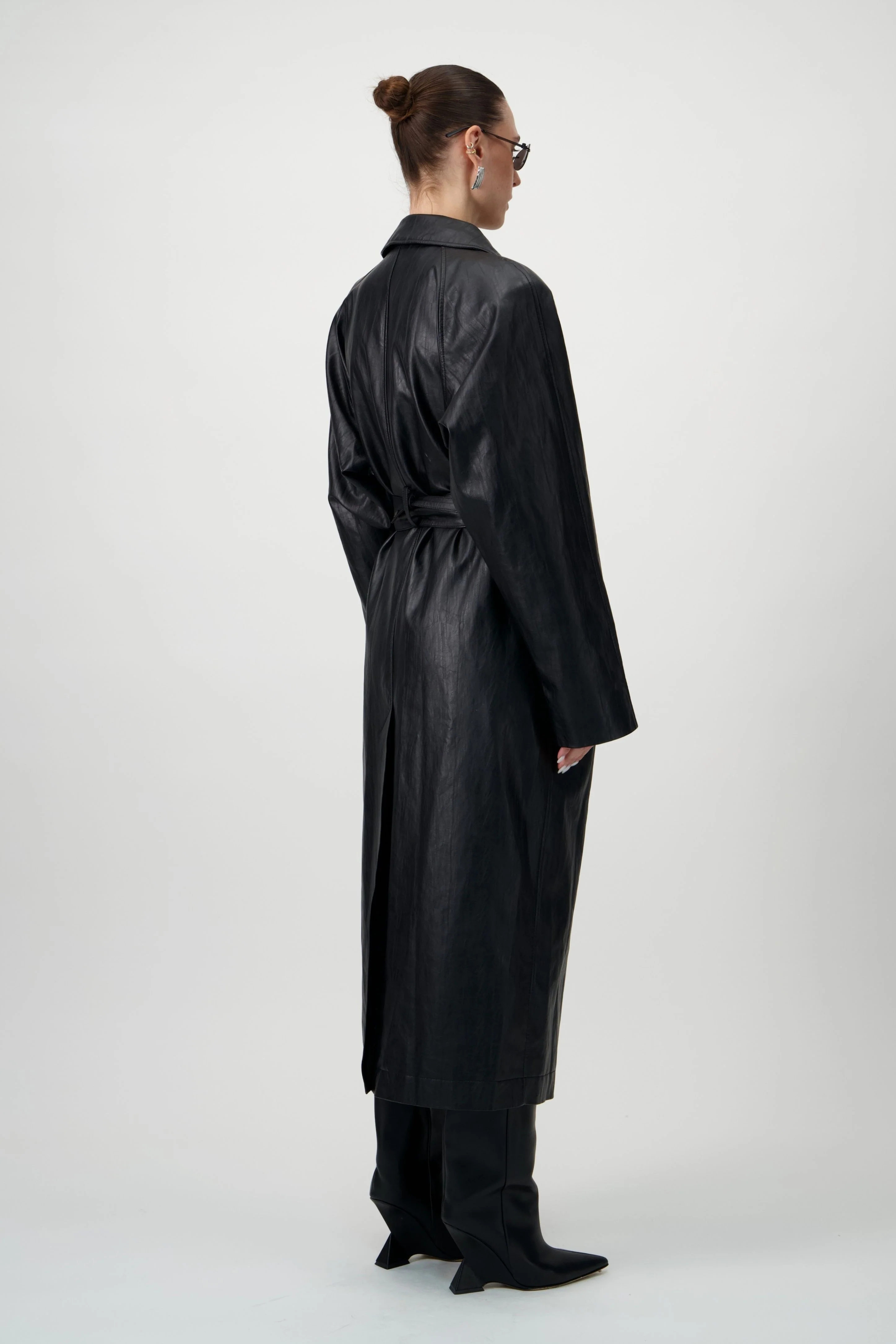Vegan Leather Maxi Trench Coat - Image 3