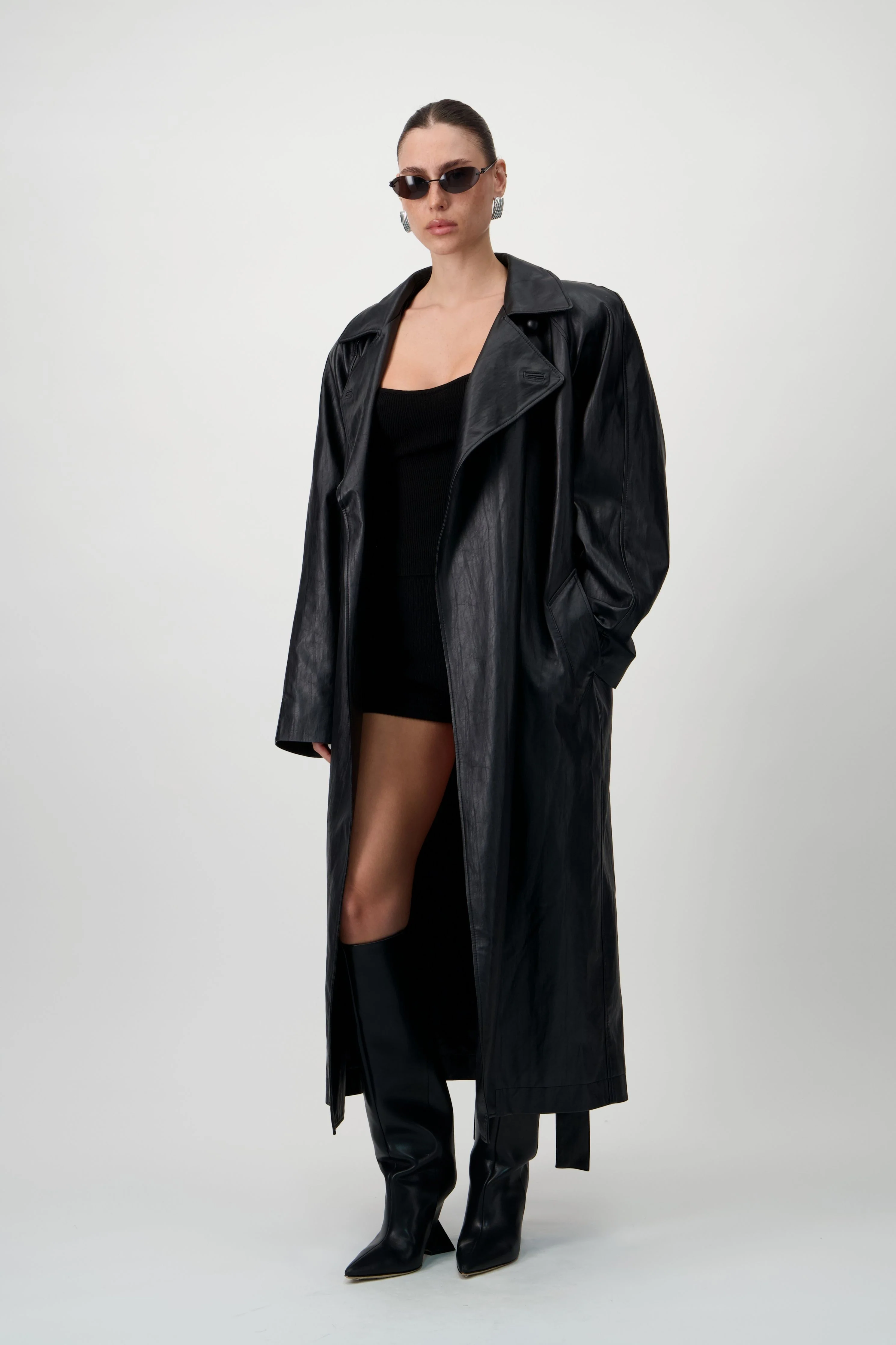 Vegan Leather Maxi Trench Coat - Image 5