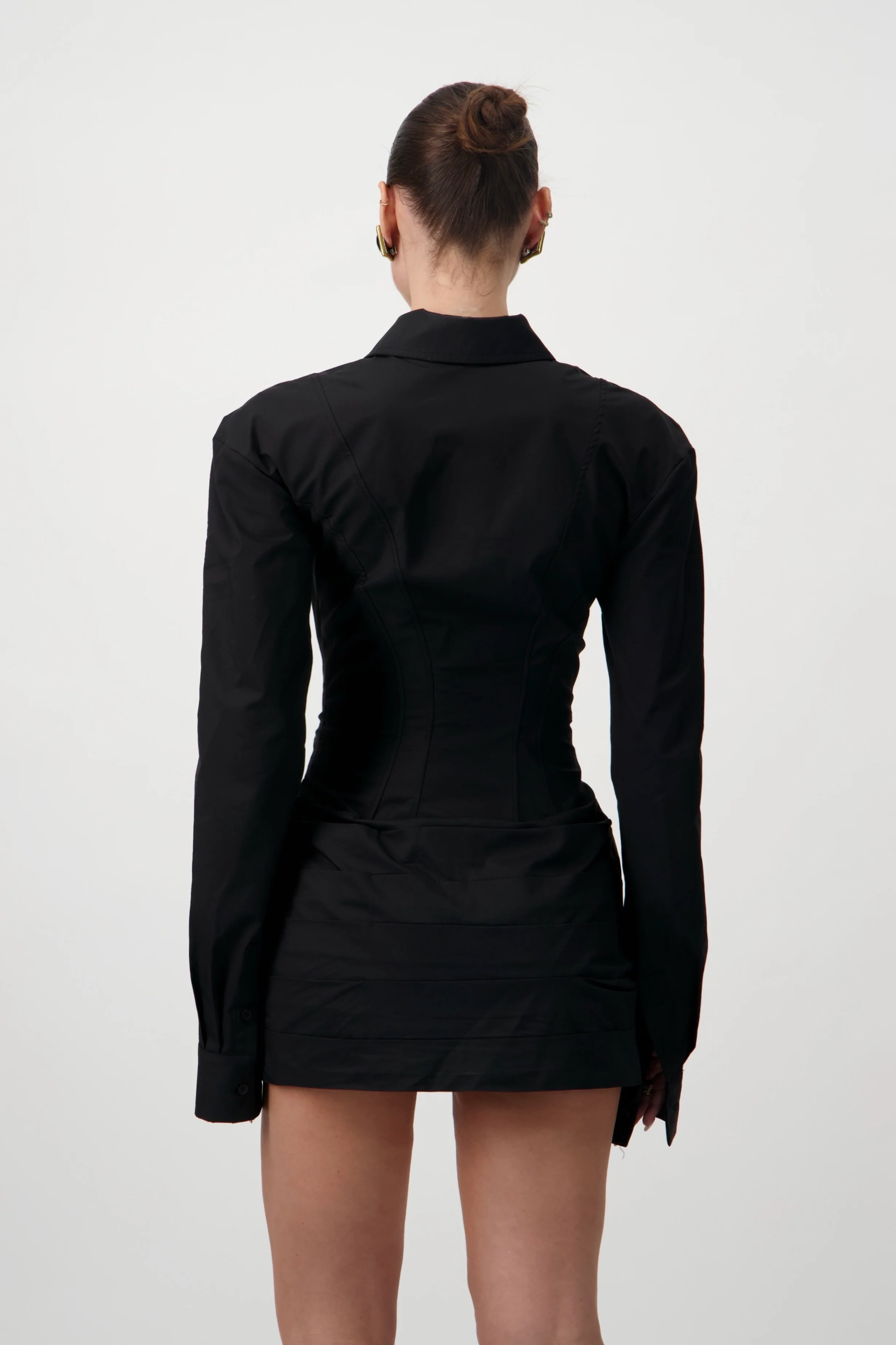 Corset Shirt Dress - Black - Image 3